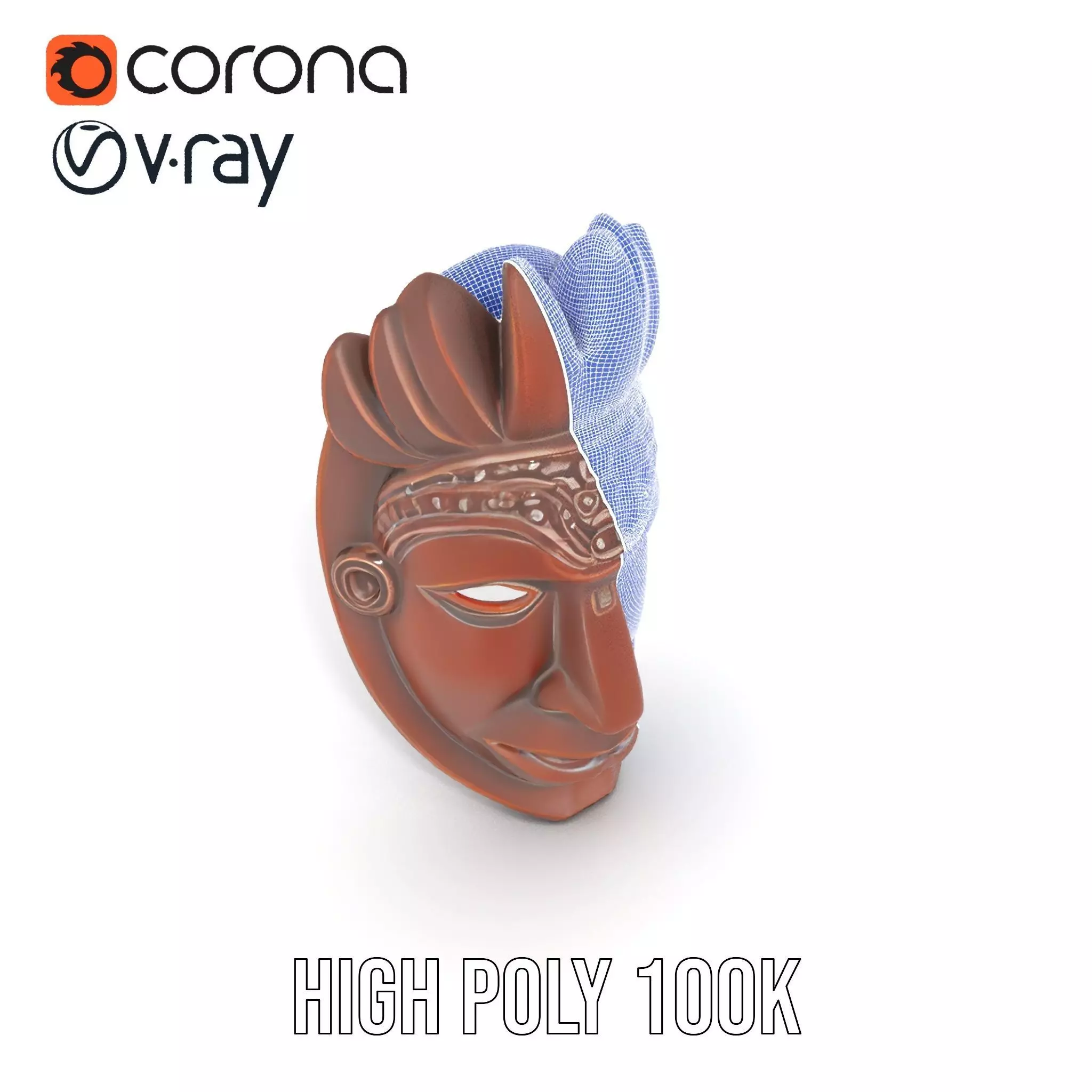 Traditional Wooden Mask model pack Low-poly 3D model_33