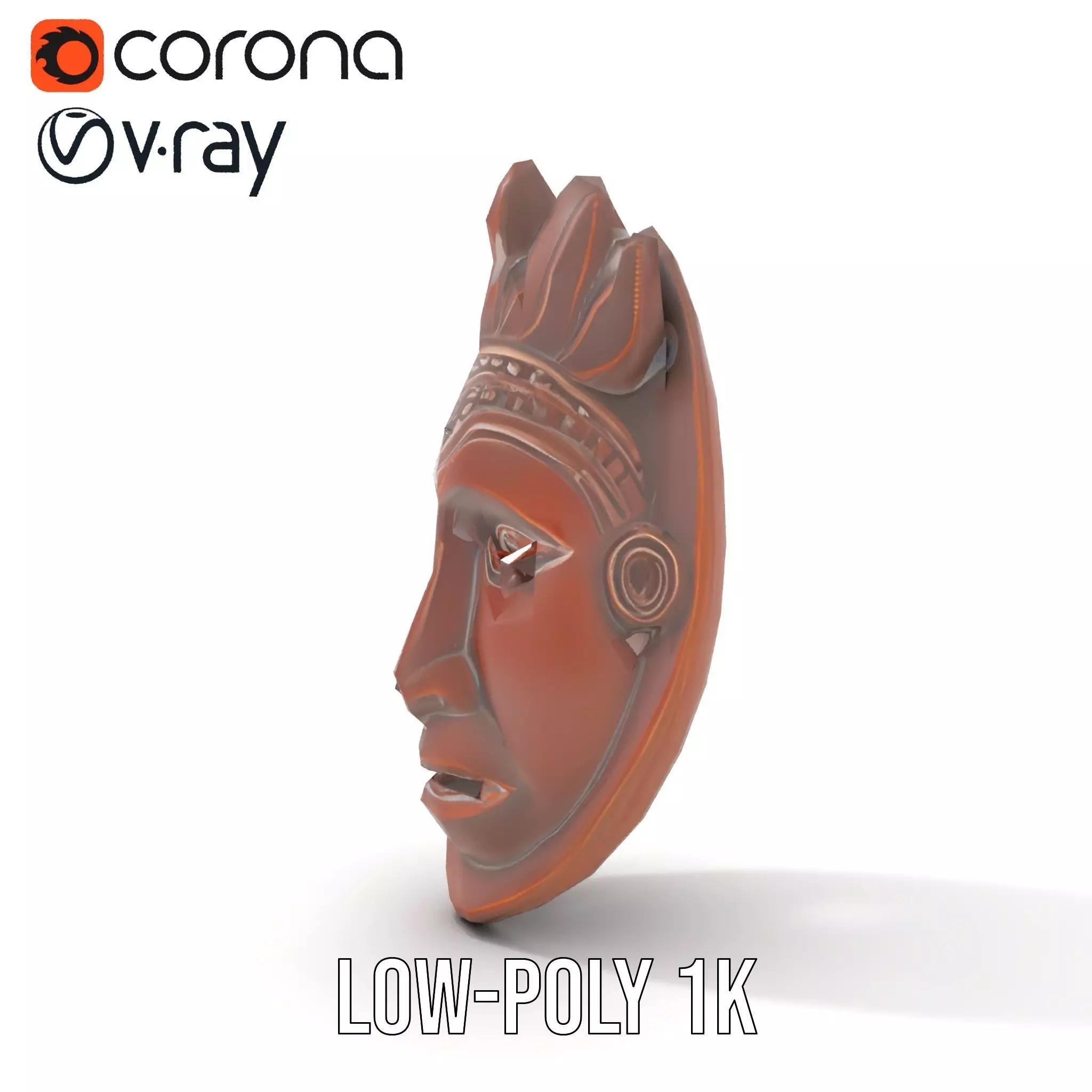 Traditional Wooden Mask model pack Low-poly 3D model_22