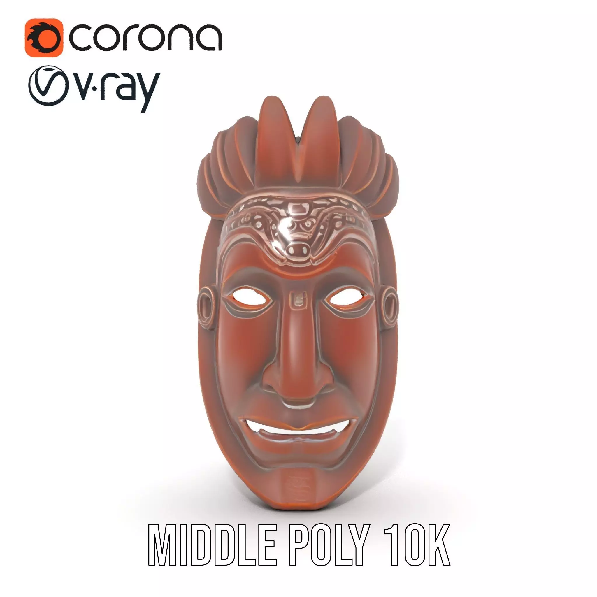 Traditional Wooden Mask model pack Low-poly 3D model_11