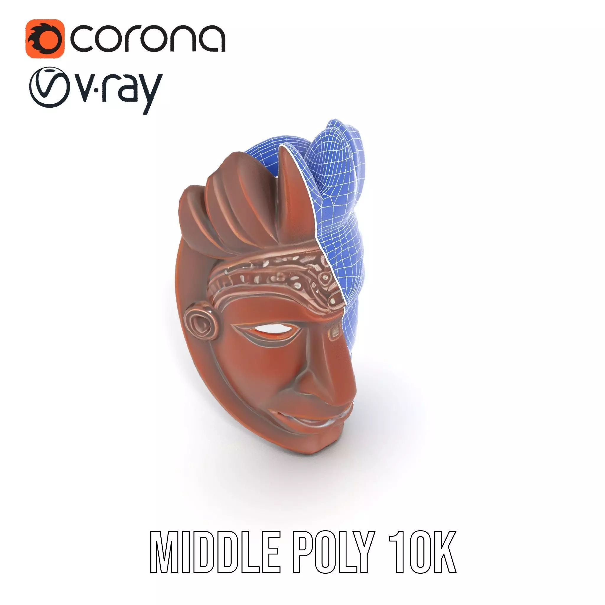 Traditional Wooden Mask model pack Low-poly 3D model_21