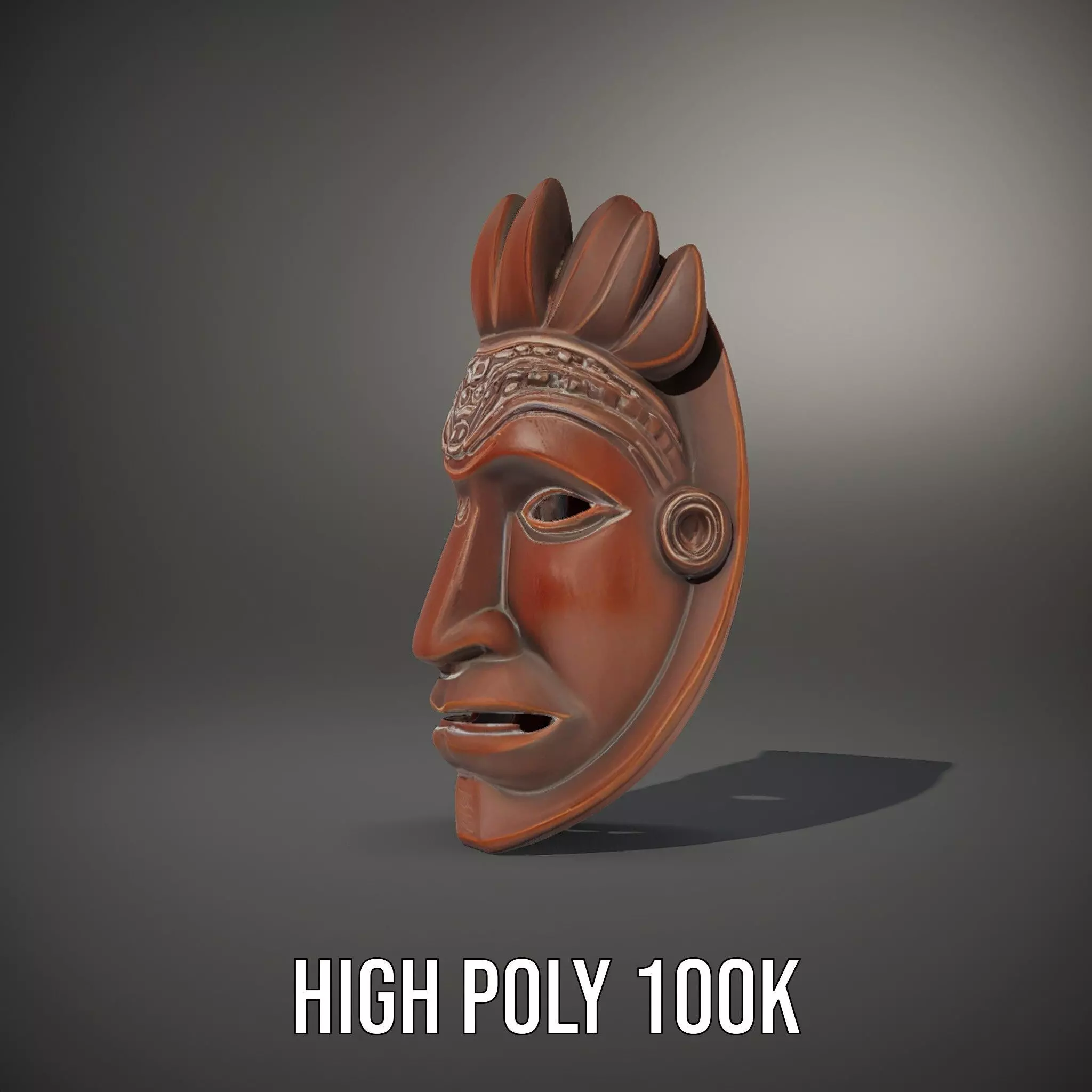 Traditional Wooden Mask model pack Low-poly 3D model_8
