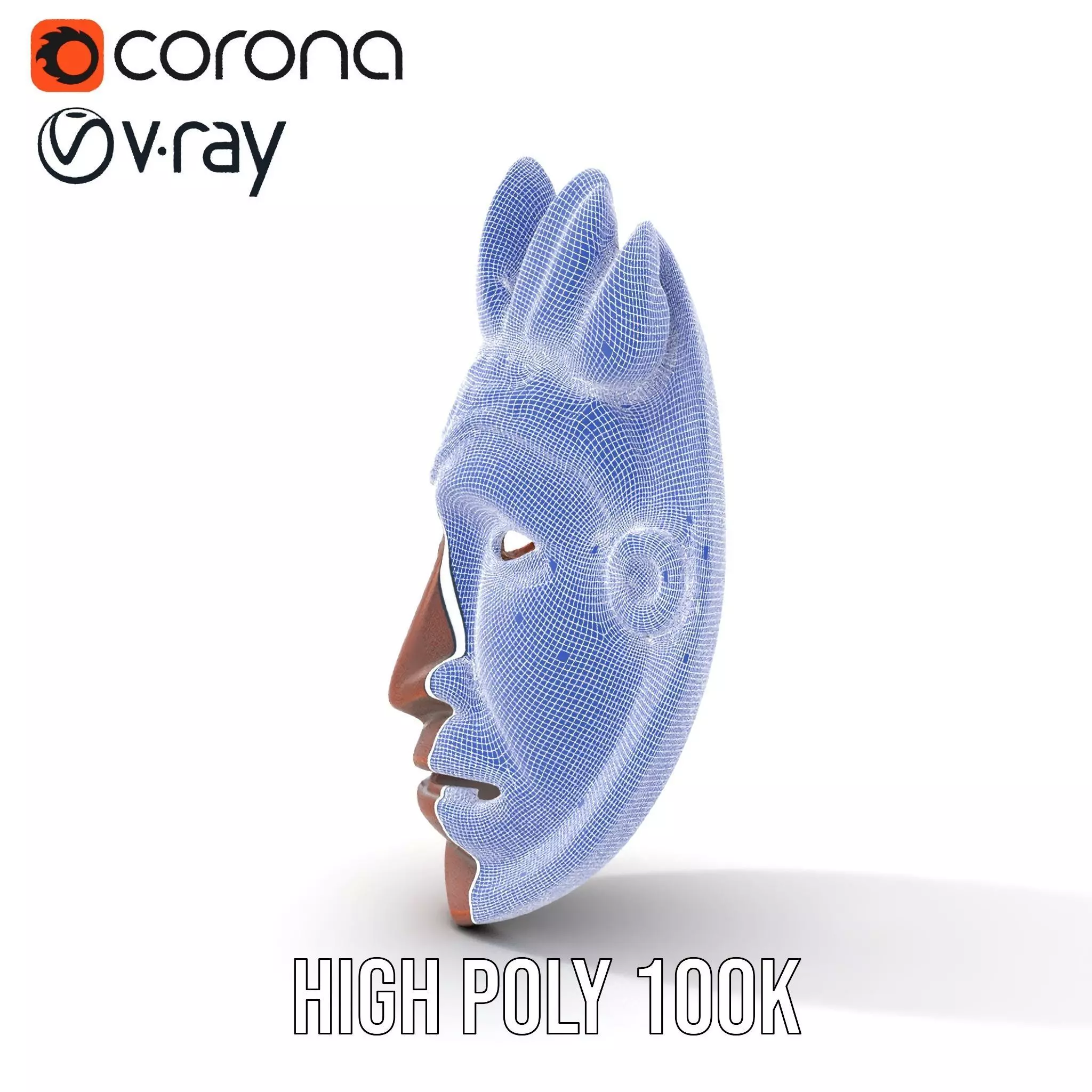 Traditional Wooden Mask model pack Low-poly 3D model_29