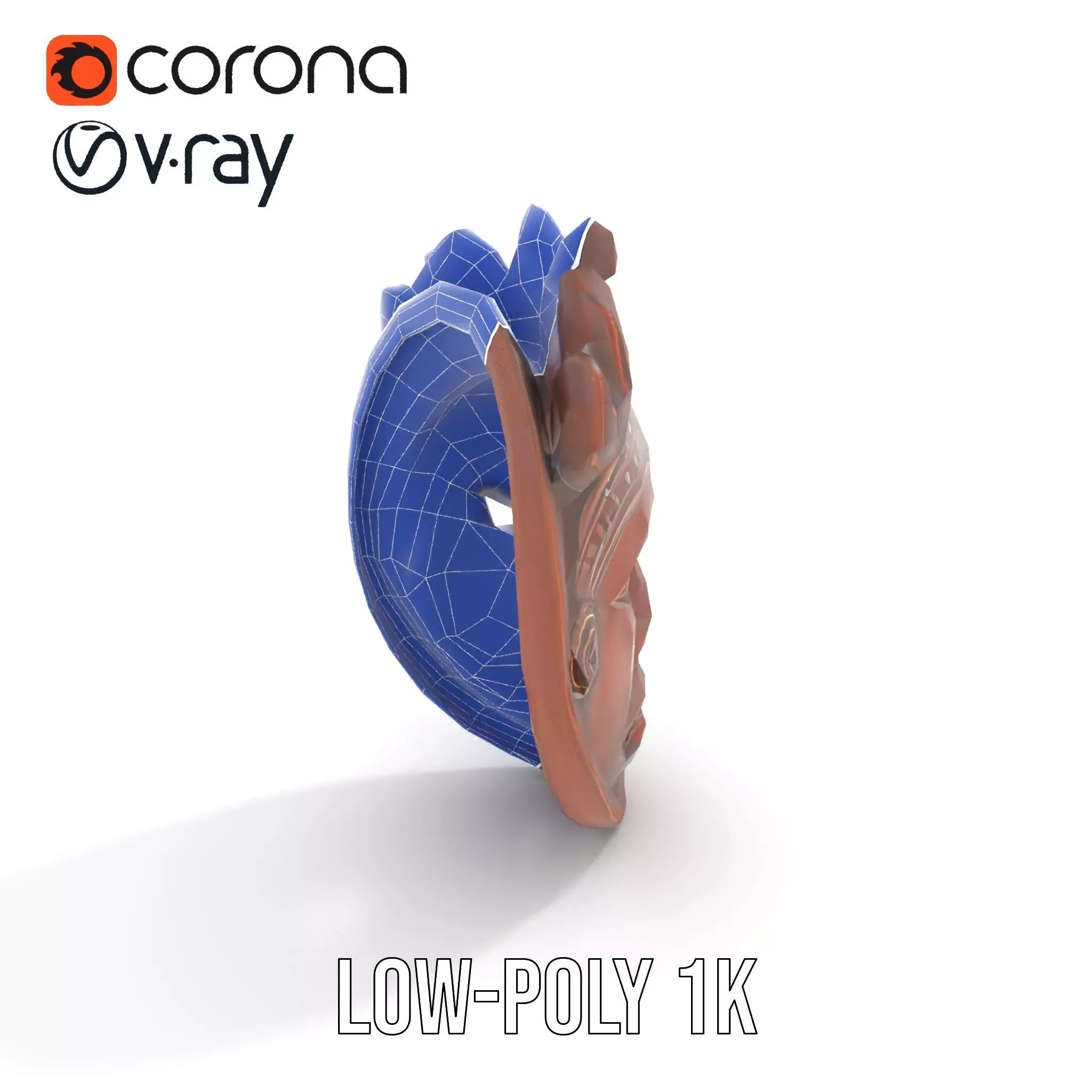 Traditional Wooden Mask model pack Low-poly 3D model_14