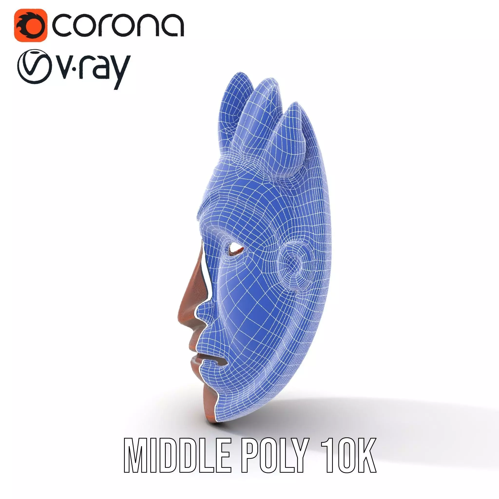 Traditional Wooden Mask model pack Low-poly 3D model_30