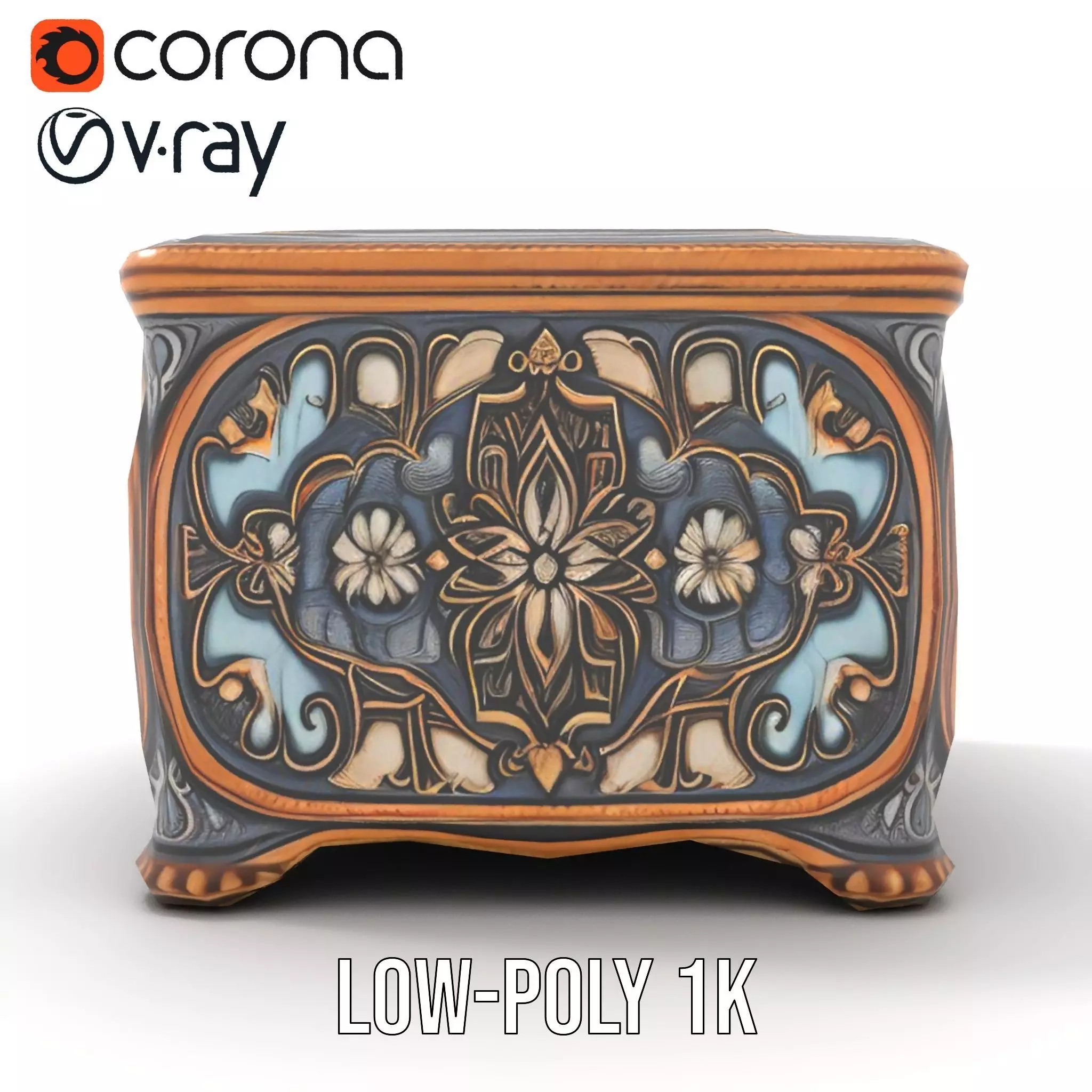 Elegant Ornate Box model pack Low-poly 3D model_19