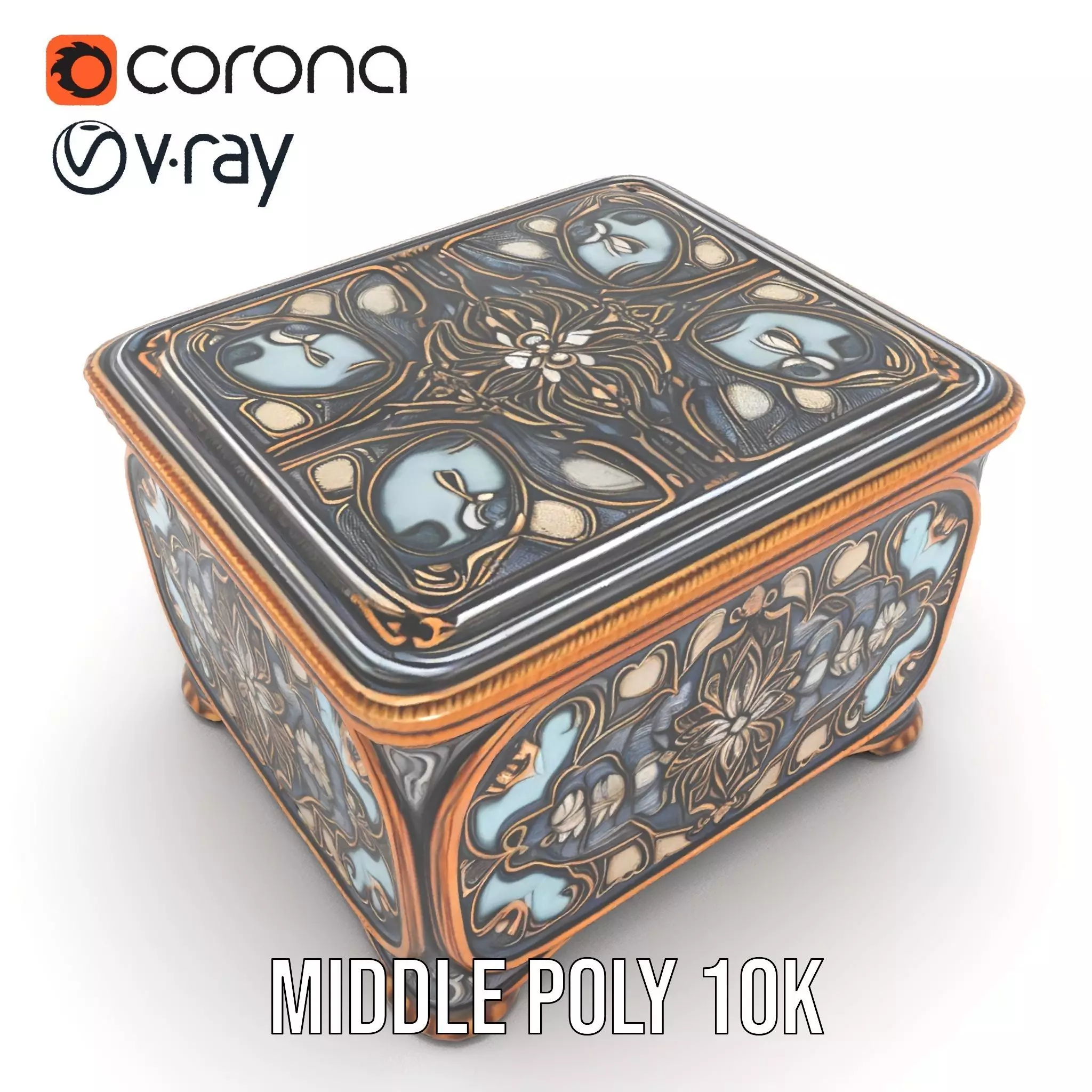 Elegant Ornate Box model pack Low-poly 3D model_18