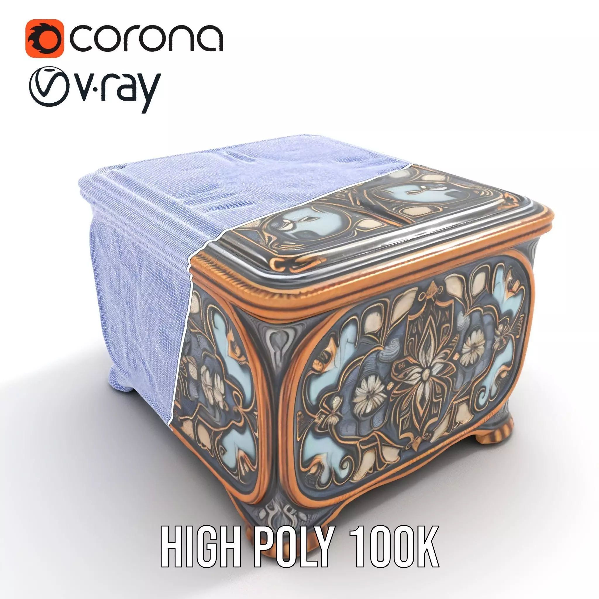Elegant Ornate Box model pack Low-poly 3D model_32