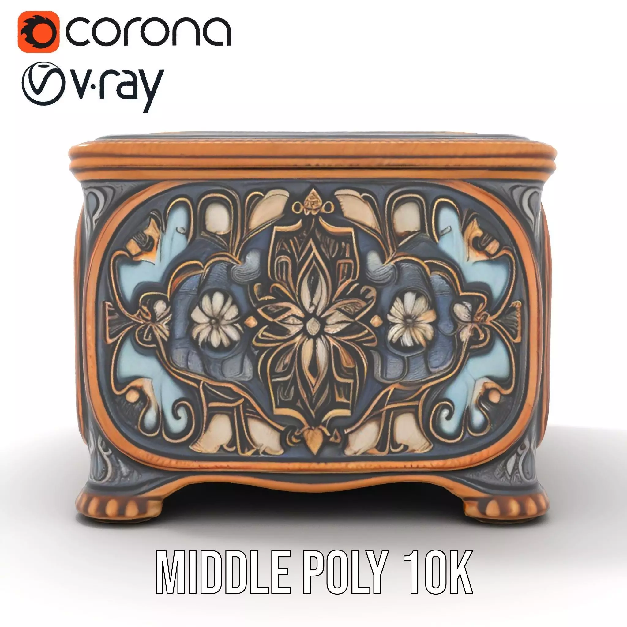 Elegant Ornate Box model pack Low-poly 3D model_11