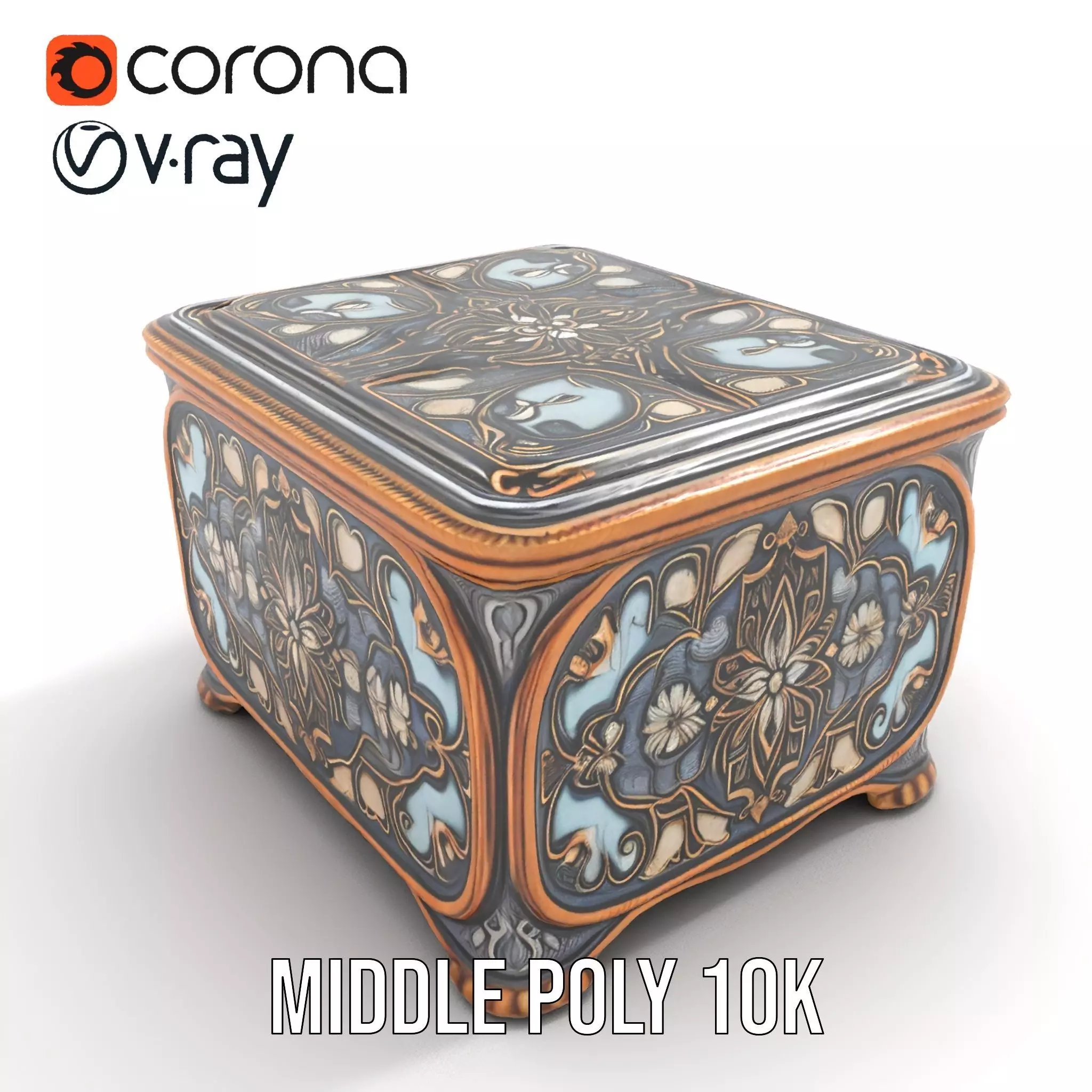 Elegant Ornate Box model pack Low-poly 3D model_6