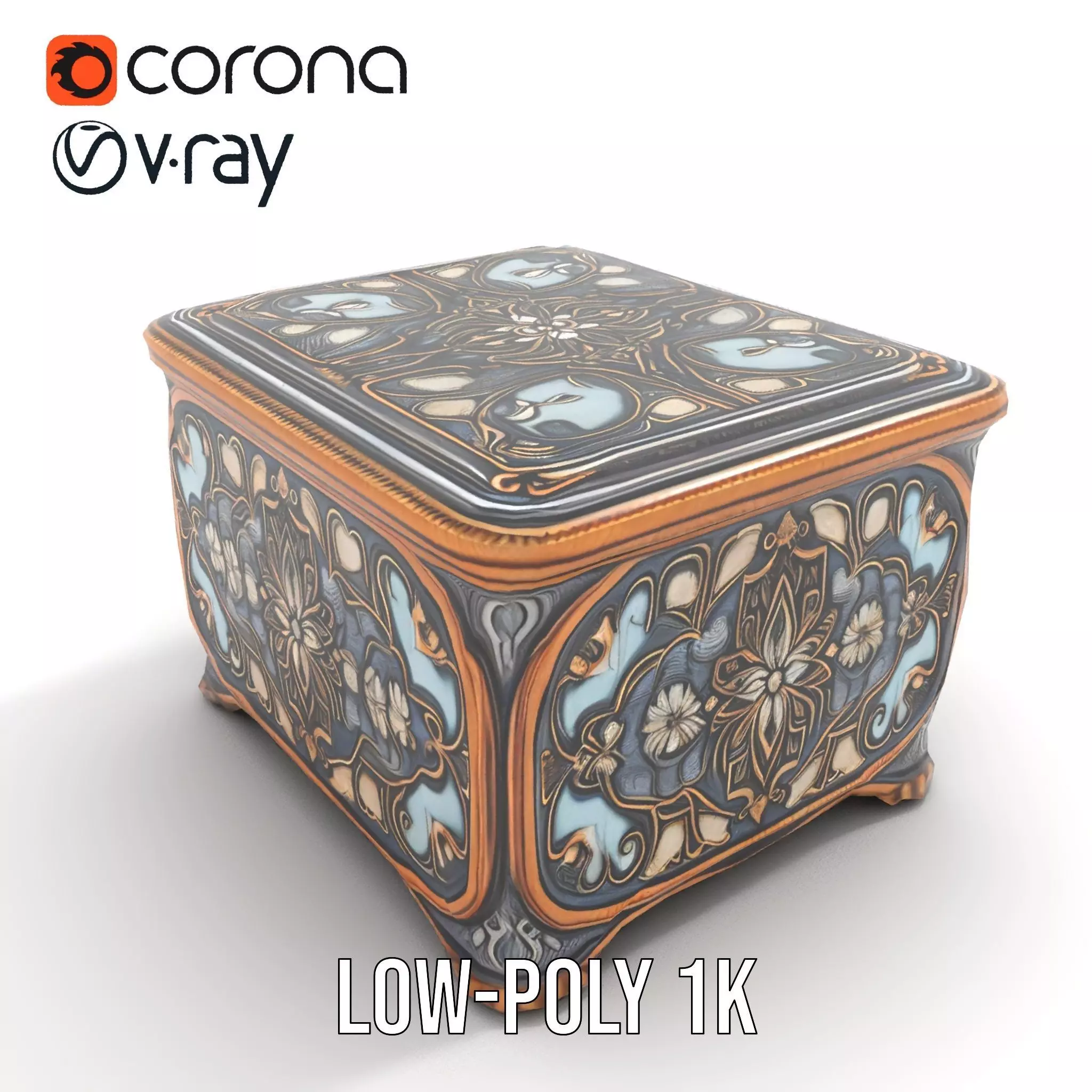 Elegant Ornate Box model pack Low-poly 3D model_22