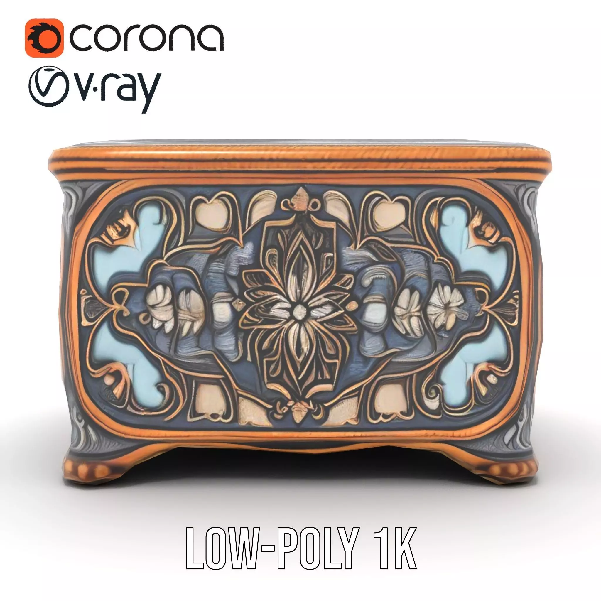 Elegant Ornate Box model pack Low-poly 3D model_12