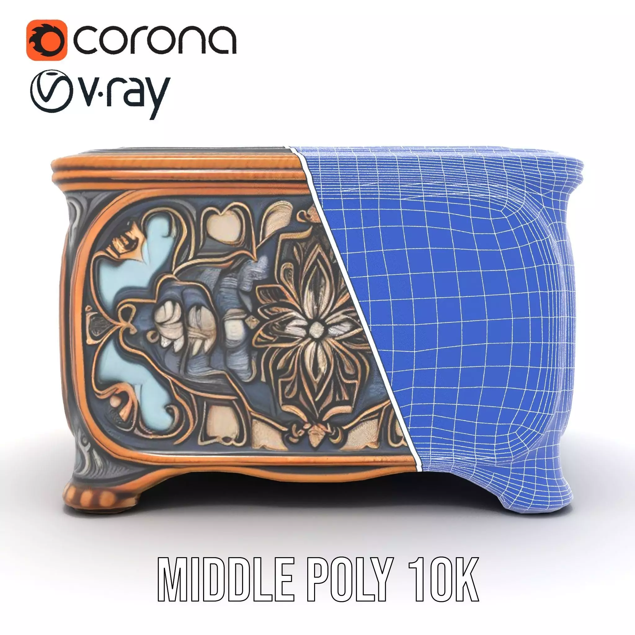 Elegant Ornate Box model pack Low-poly 3D model_15