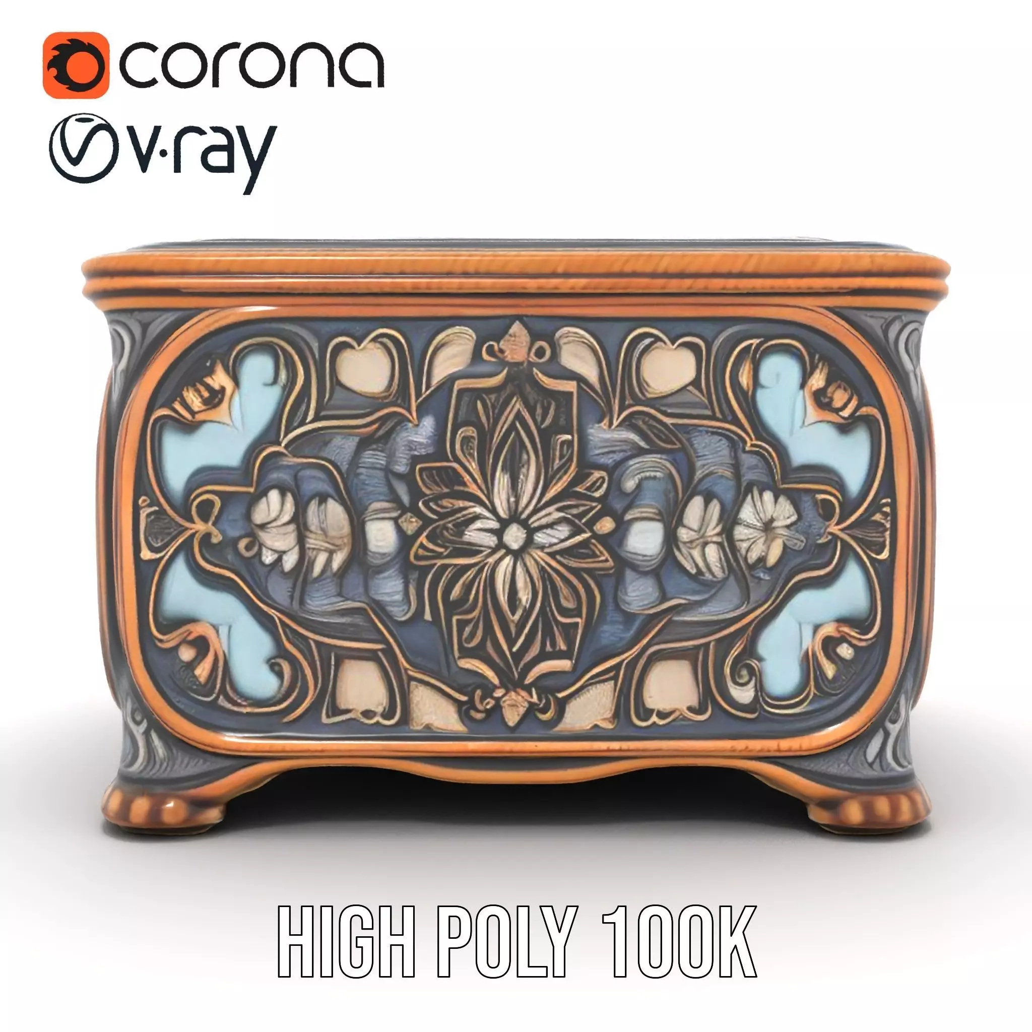 Elegant Ornate Box model pack Low-poly 3D model_28