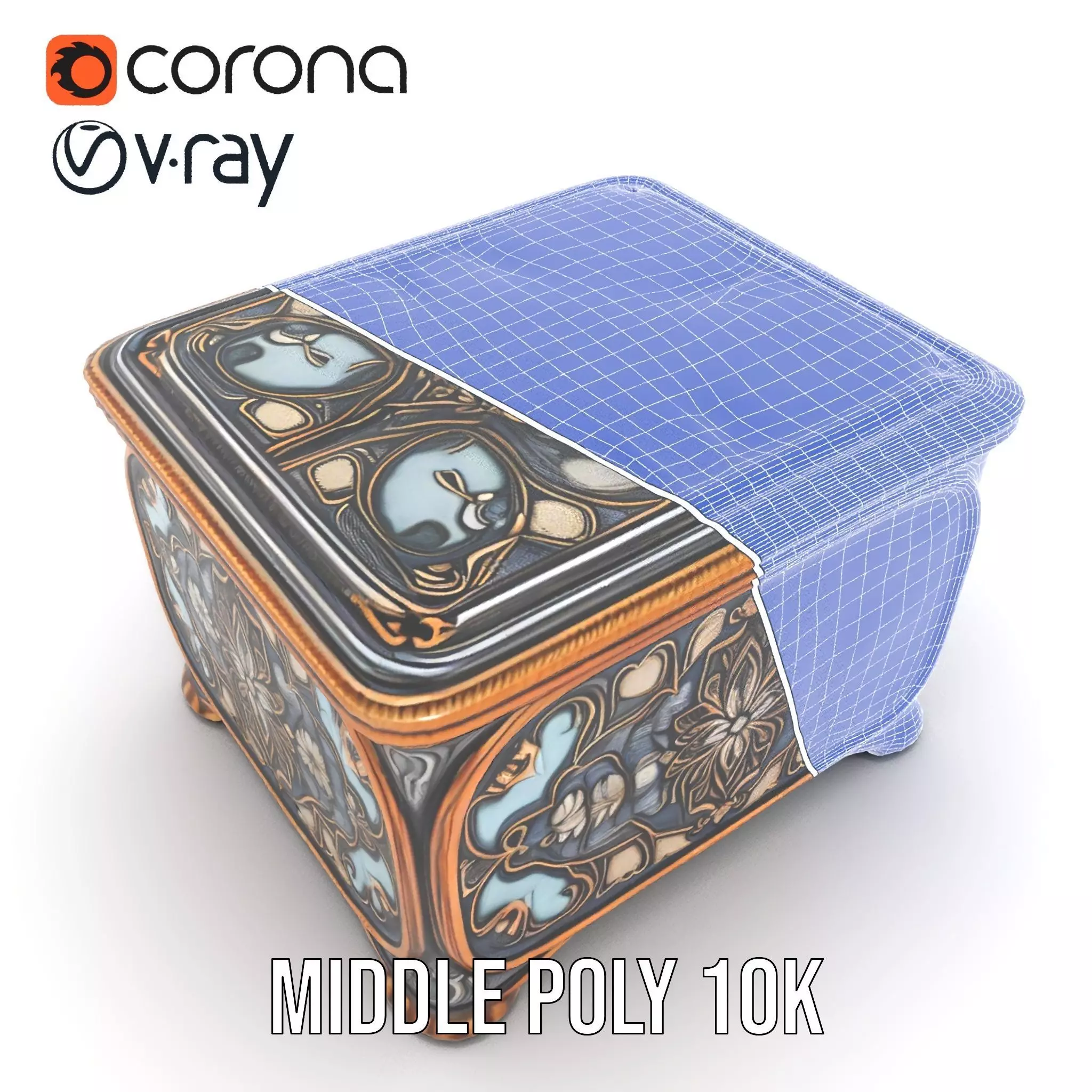 Elegant Ornate Box model pack Low-poly 3D model_26