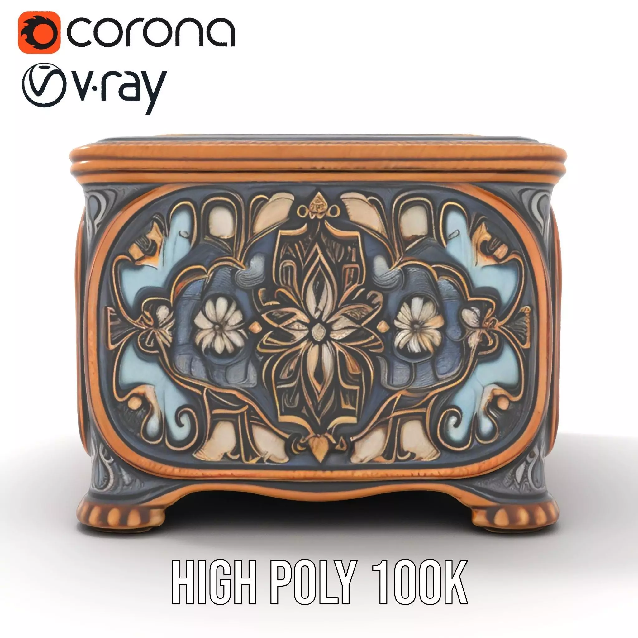 Elegant Ornate Box model pack Low-poly 3D model_33
