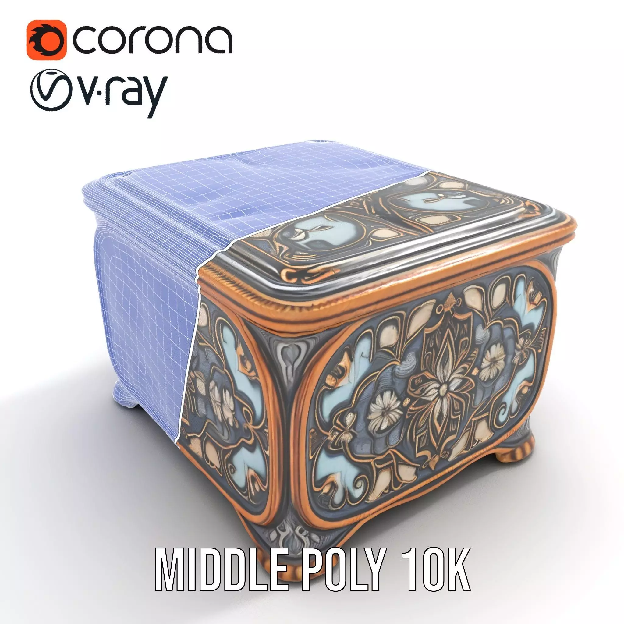 Elegant Ornate Box model pack Low-poly 3D model_13