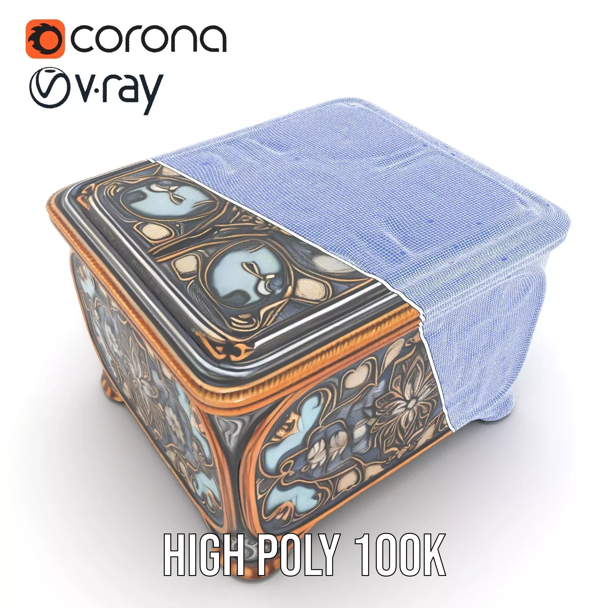 Elegant Ornate Box model pack Low-poly 3D model_20