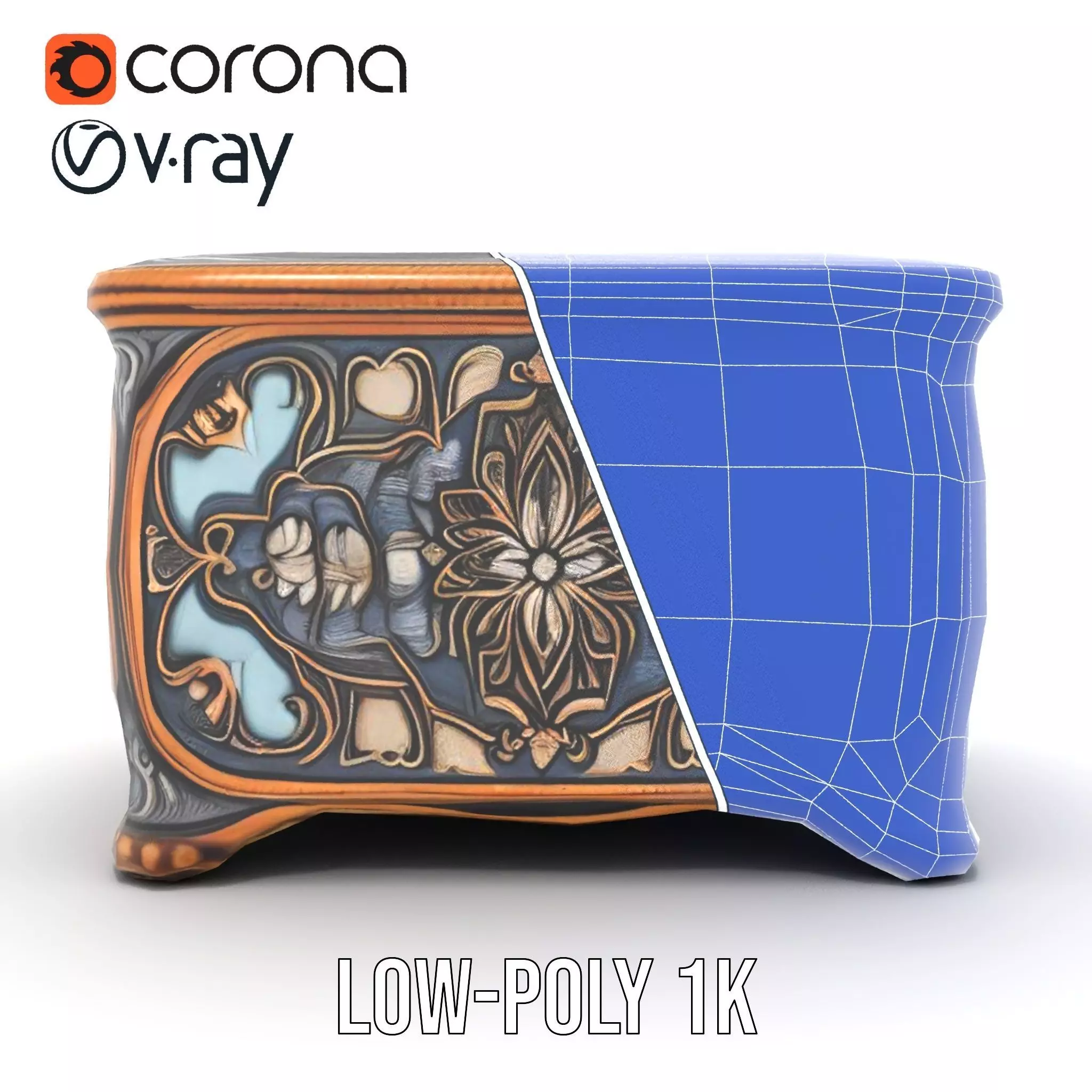 Elegant Ornate Box model pack Low-poly 3D model_16