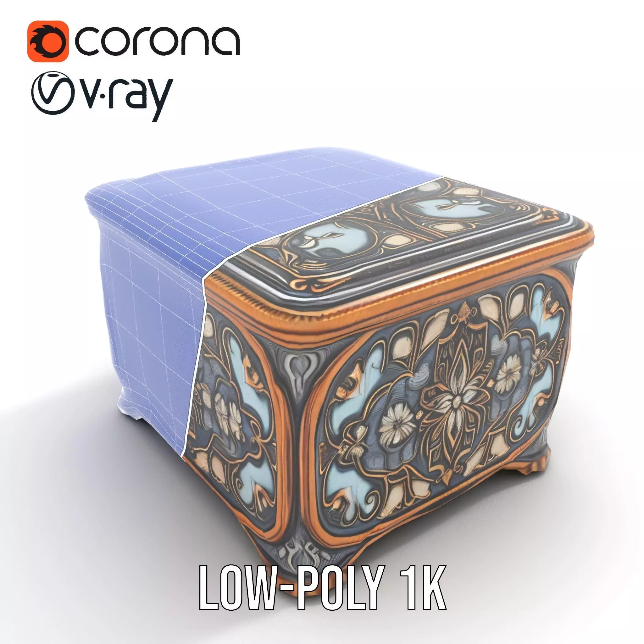 Elegant Ornate Box model pack Low-poly 3D model_24