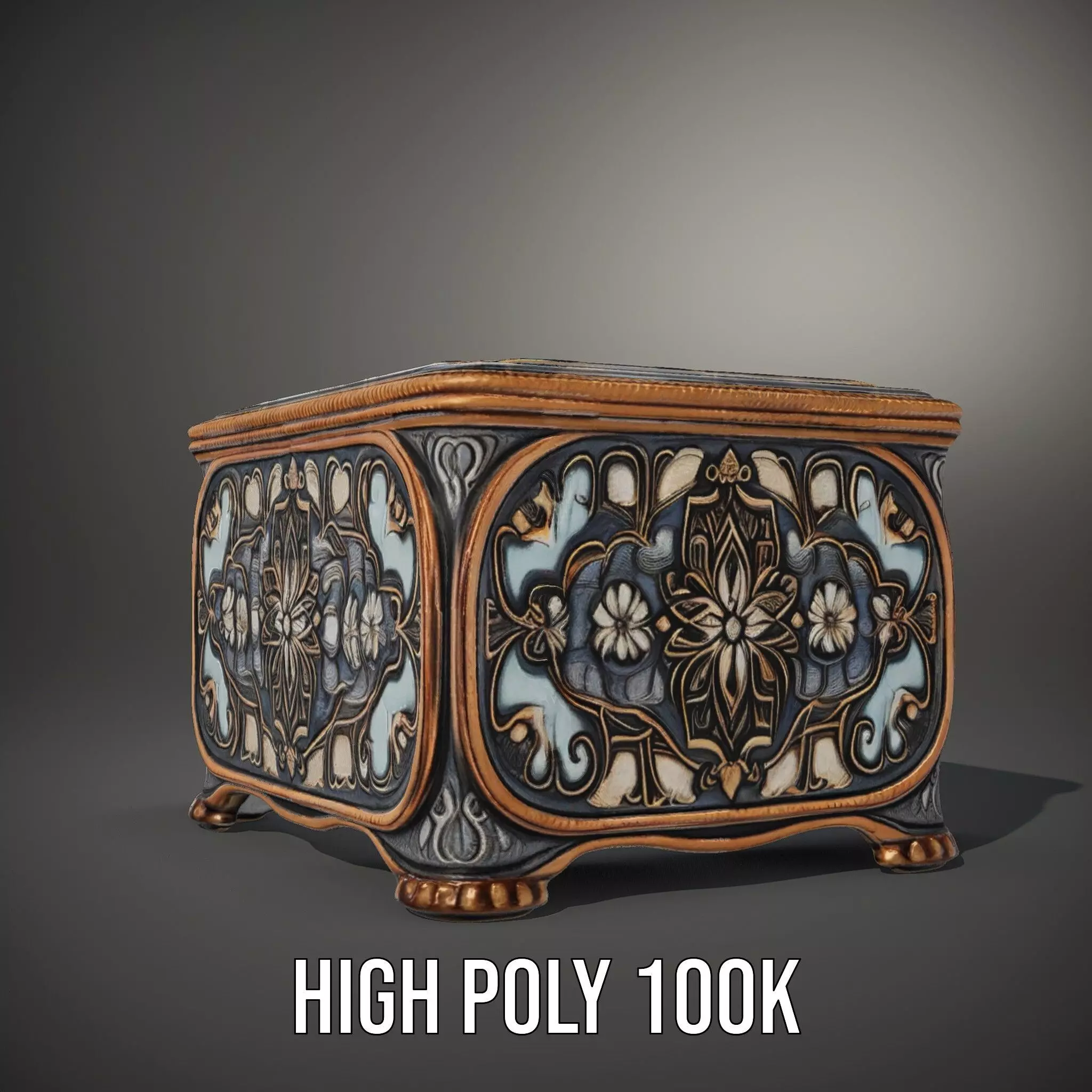 Elegant Ornate Box model pack Low-poly 3D model_10