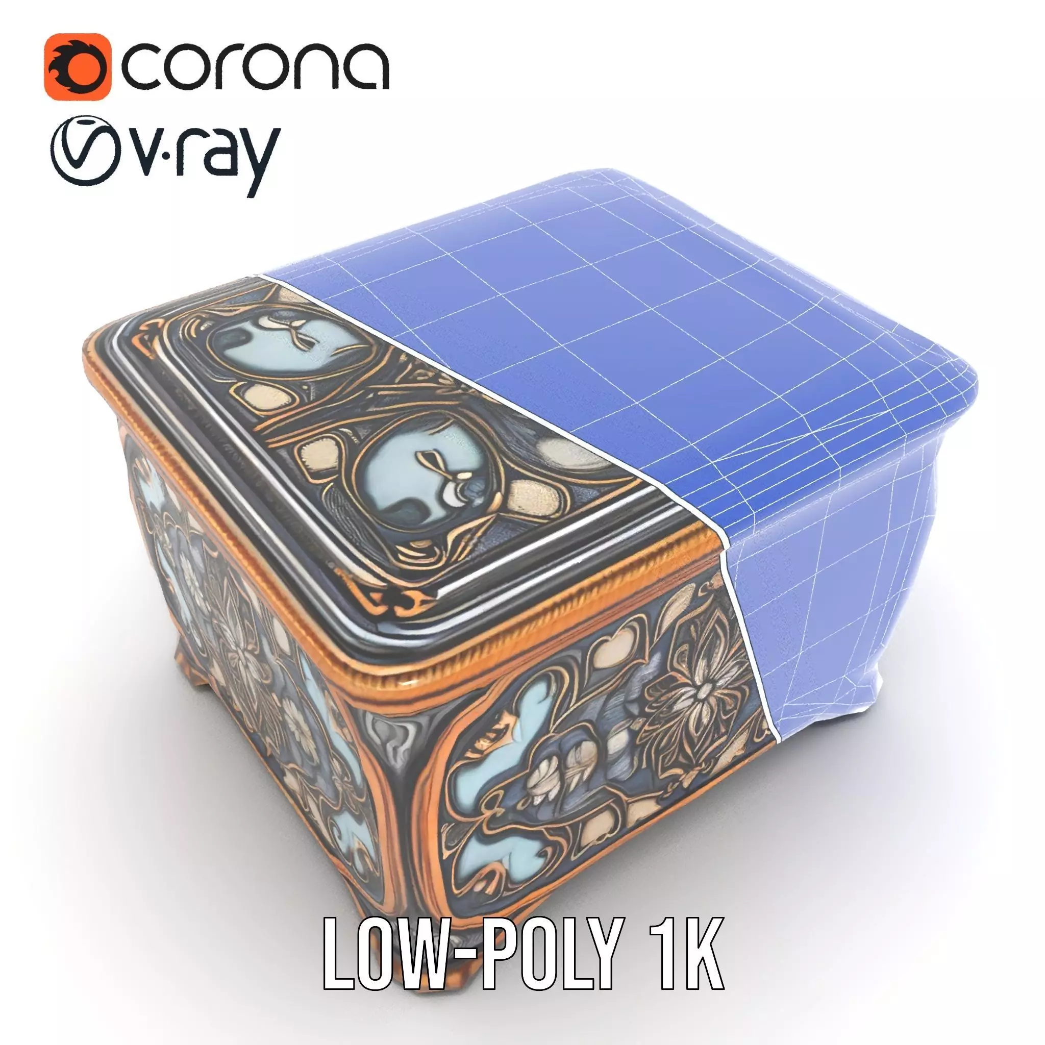 Elegant Ornate Box model pack Low-poly 3D model_30