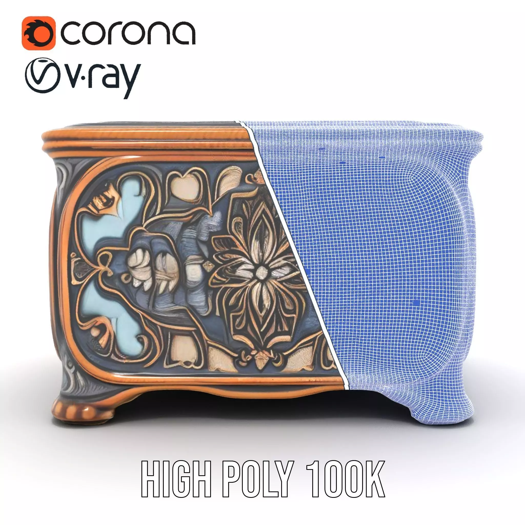 Elegant Ornate Box model pack Low-poly 3D model_34