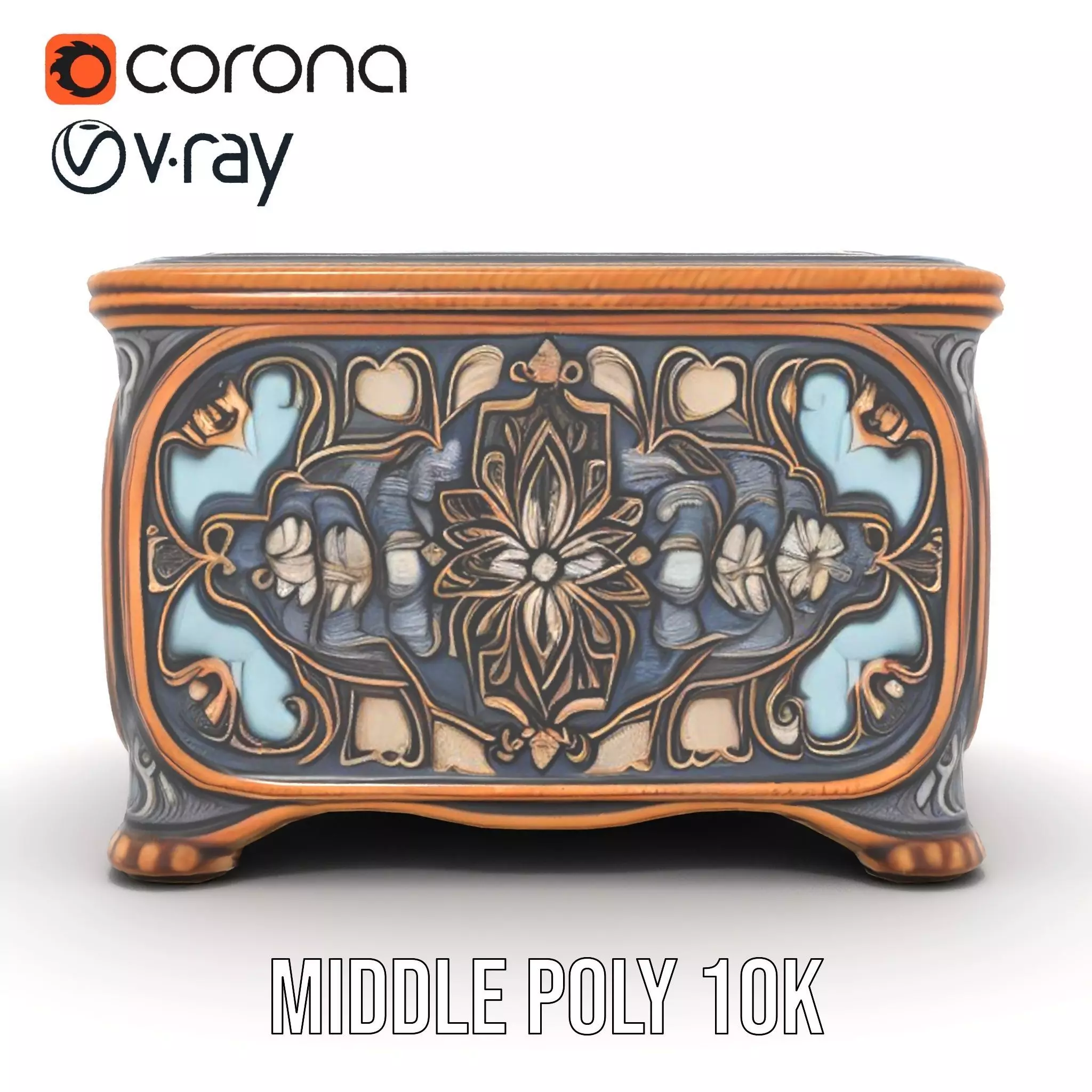 Elegant Ornate Box model pack Low-poly 3D model_23