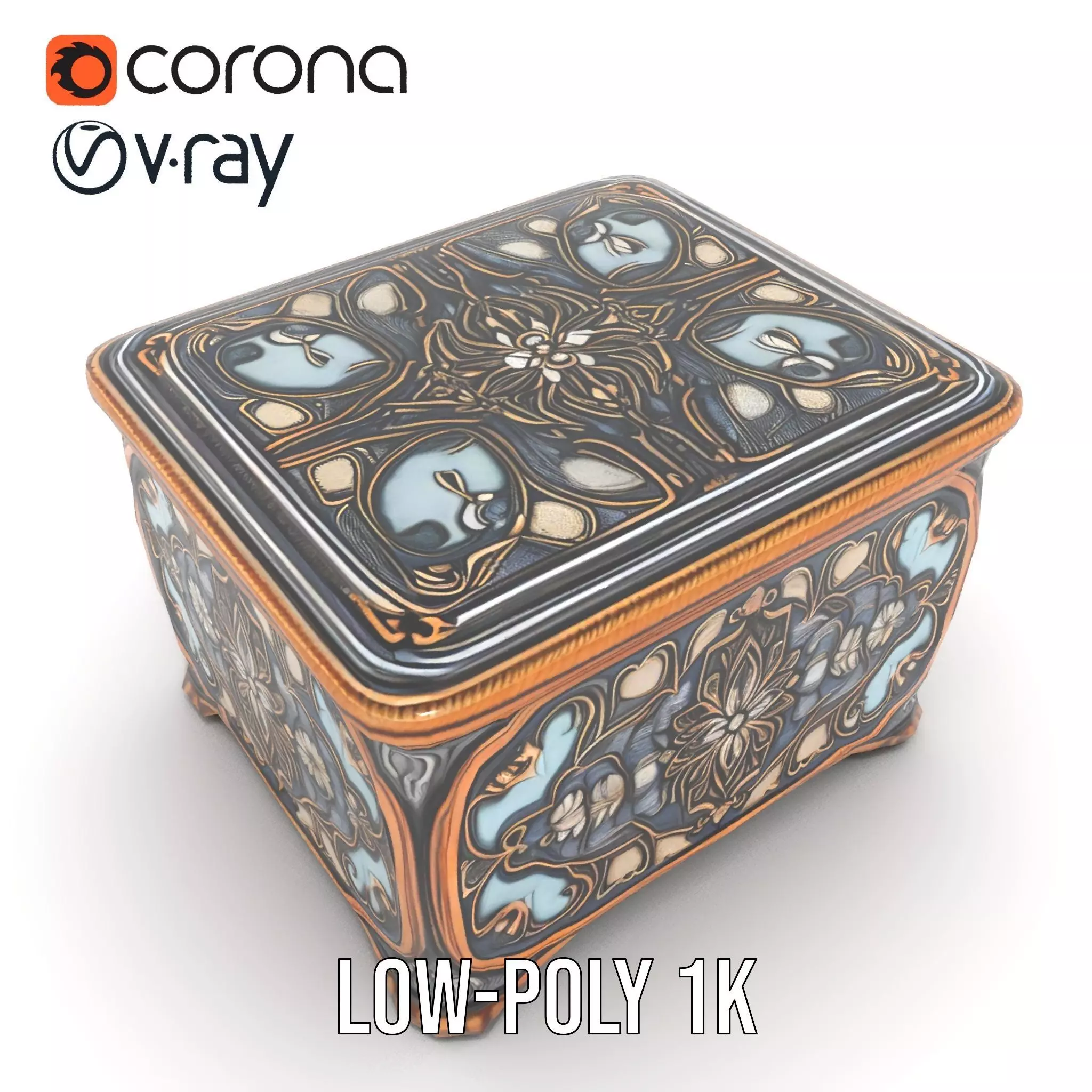 Elegant Ornate Box model pack Low-poly 3D model_14