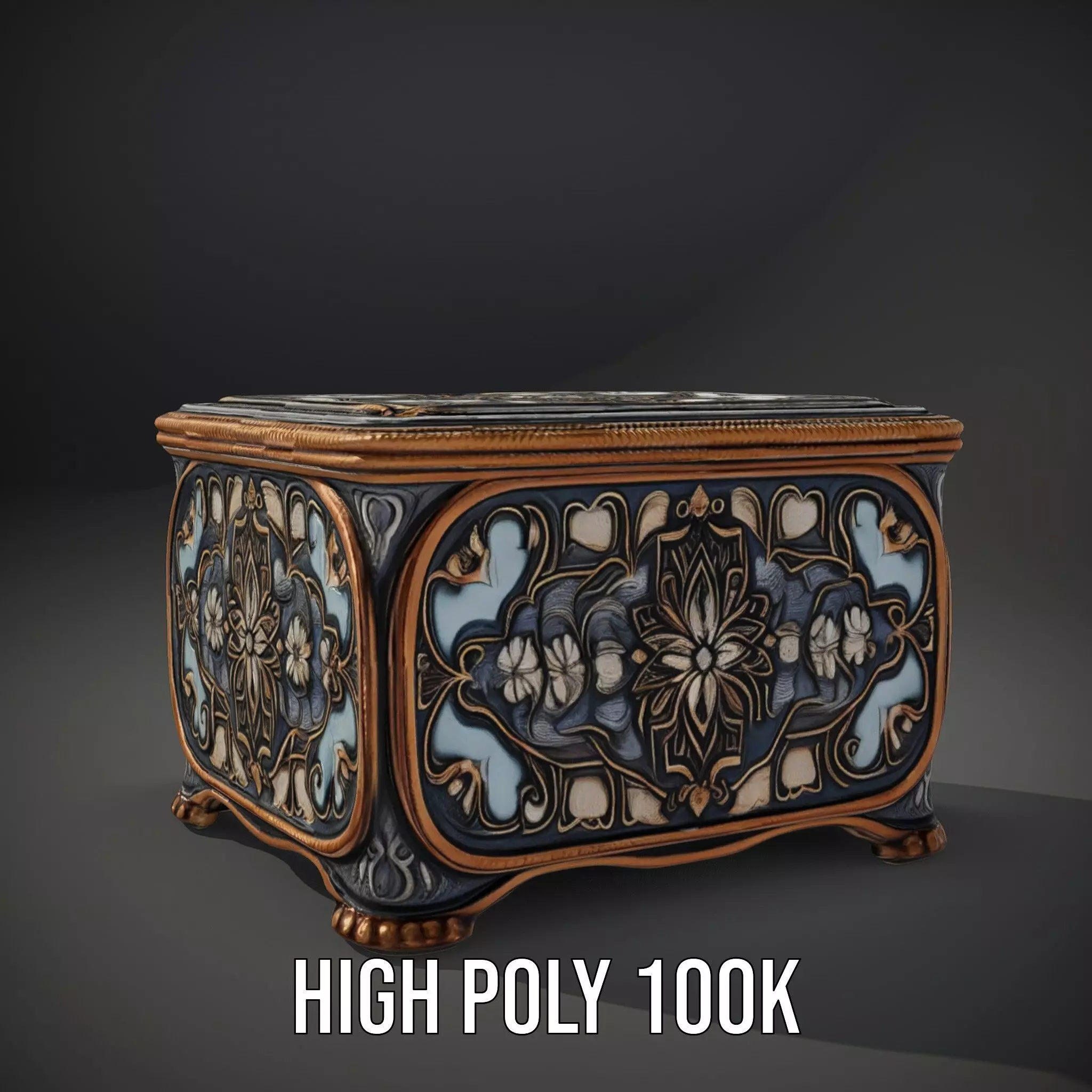 Elegant Ornate Box model pack Low-poly 3D model_8