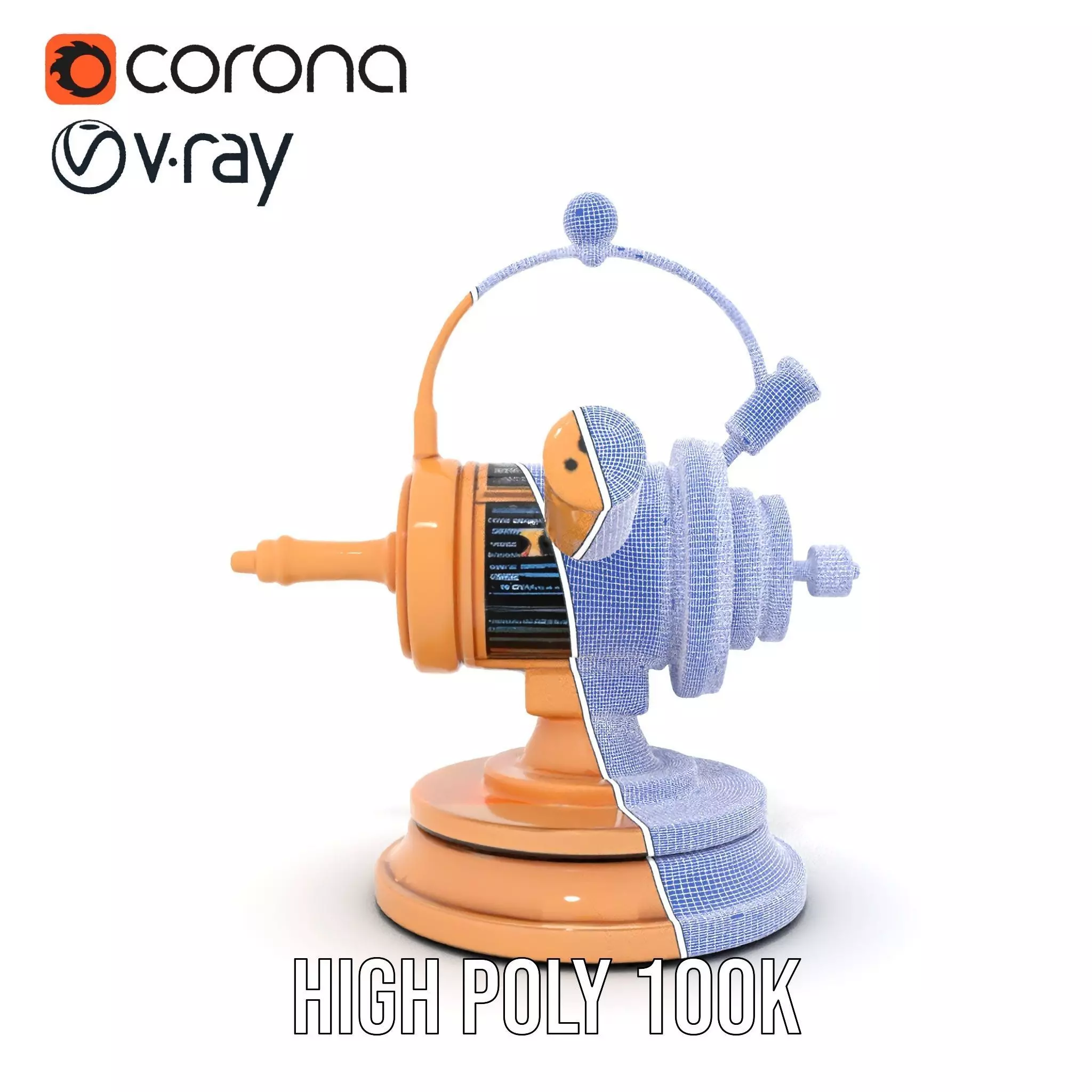 Golden Nautical Telescope model pack Low-poly 3D model_32