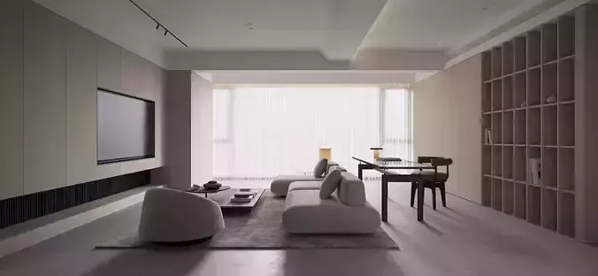 Modern living room dining room interior scenes 459