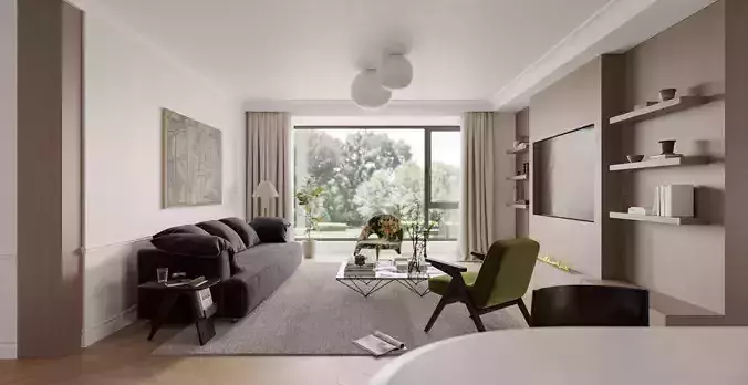 Modern living room dining room interior scenes 460