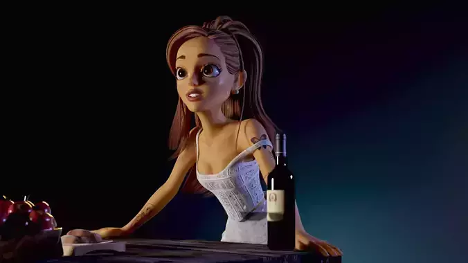 Ariana Grande Stylized 3D Character Rigged