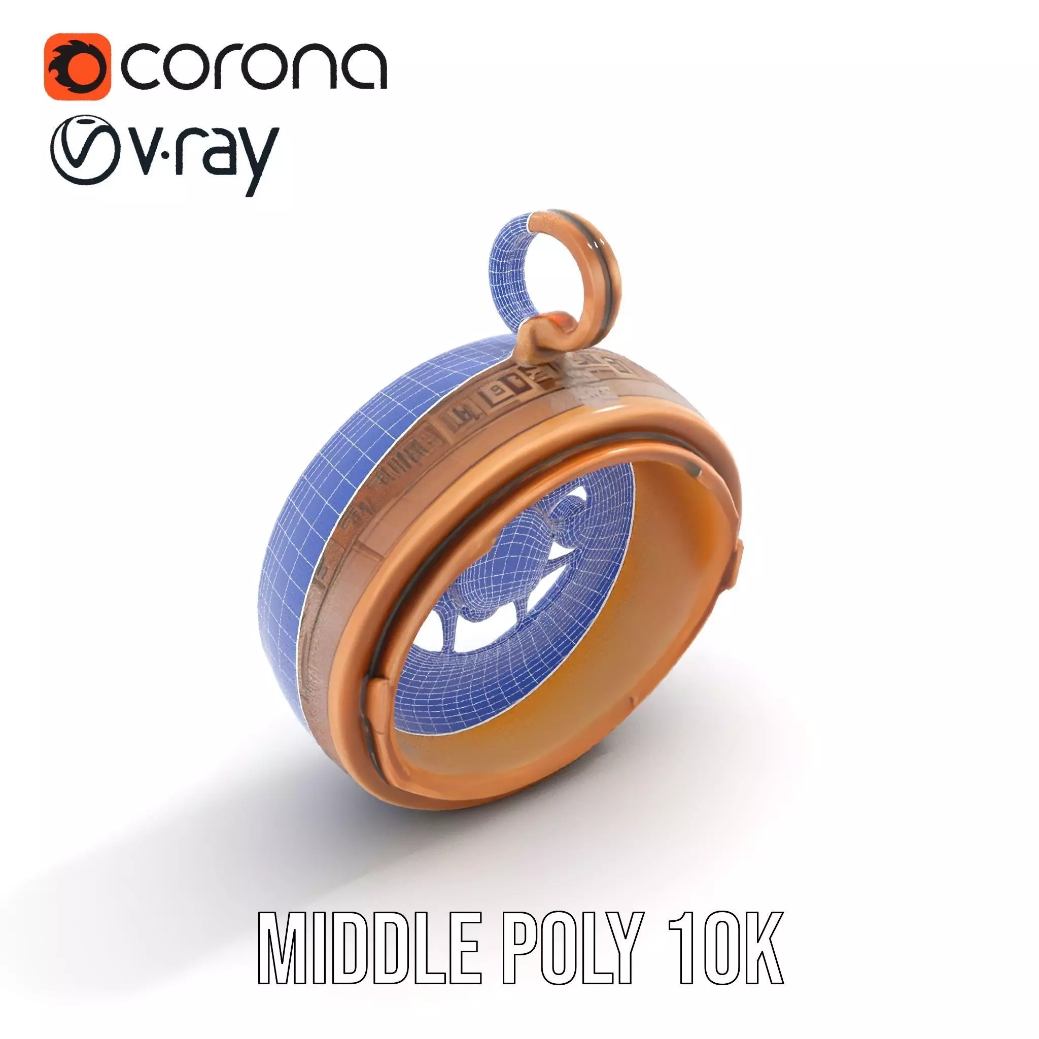 Antique Turquoise Pendant model pack Low-poly 3D model_19