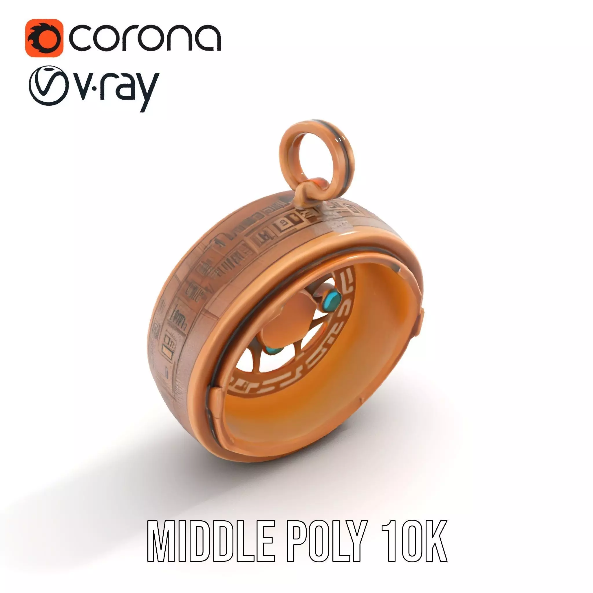 Antique Turquoise Pendant model pack Low-poly 3D model_16