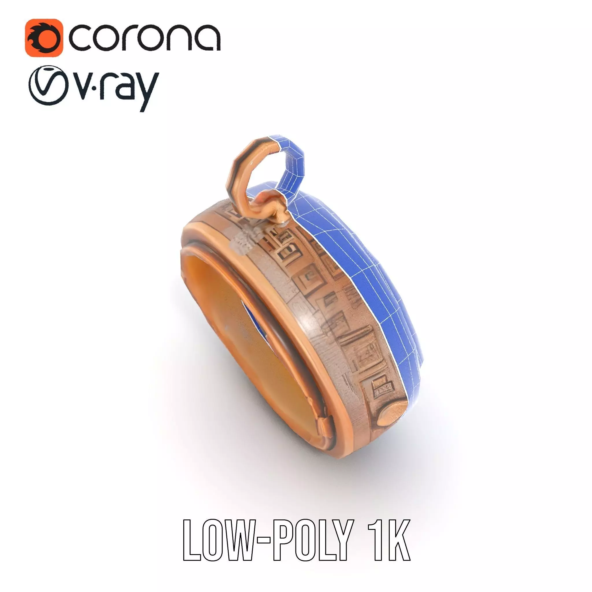 Antique Turquoise Pendant model pack Low-poly 3D model_32