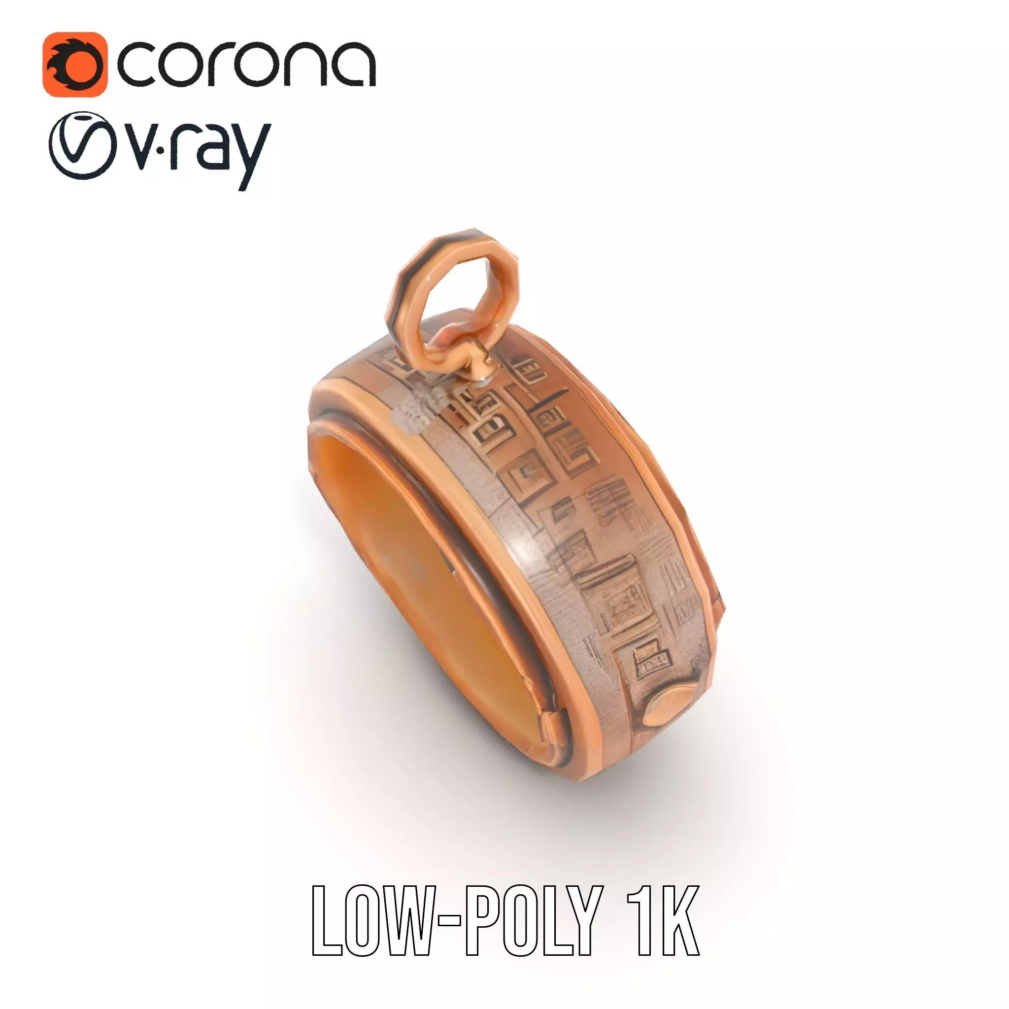 Antique Turquoise Pendant model pack Low-poly 3D model_15