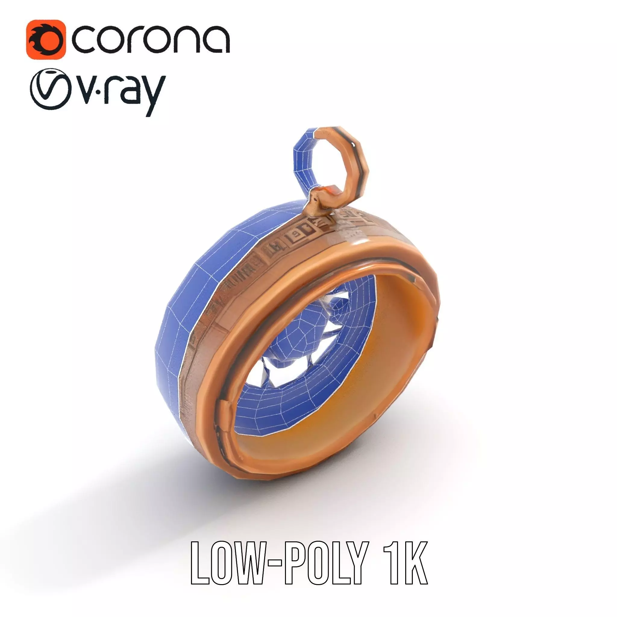 Antique Turquoise Pendant model pack Low-poly 3D model_13