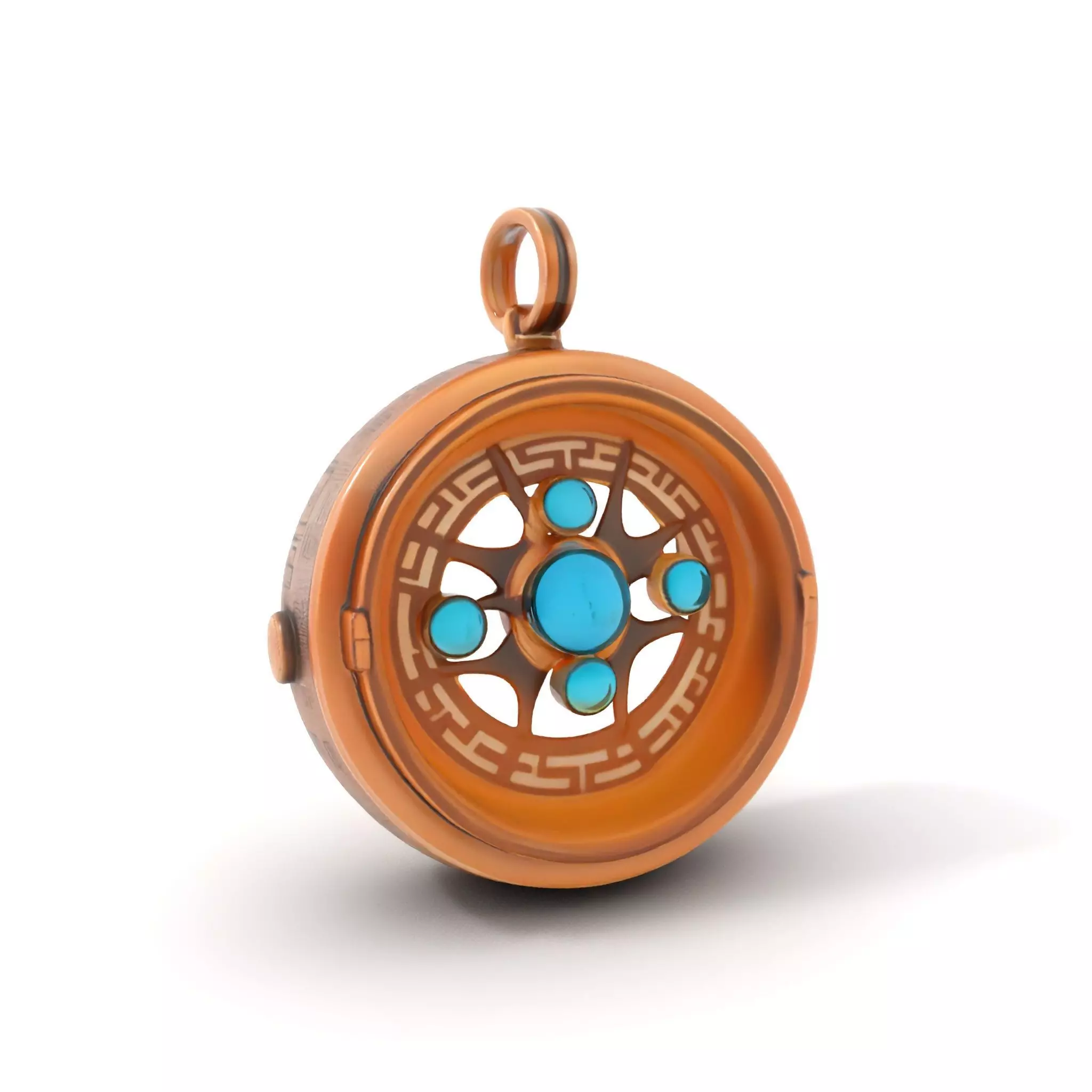 Antique Turquoise Pendant model pack Low-poly 3D model_0