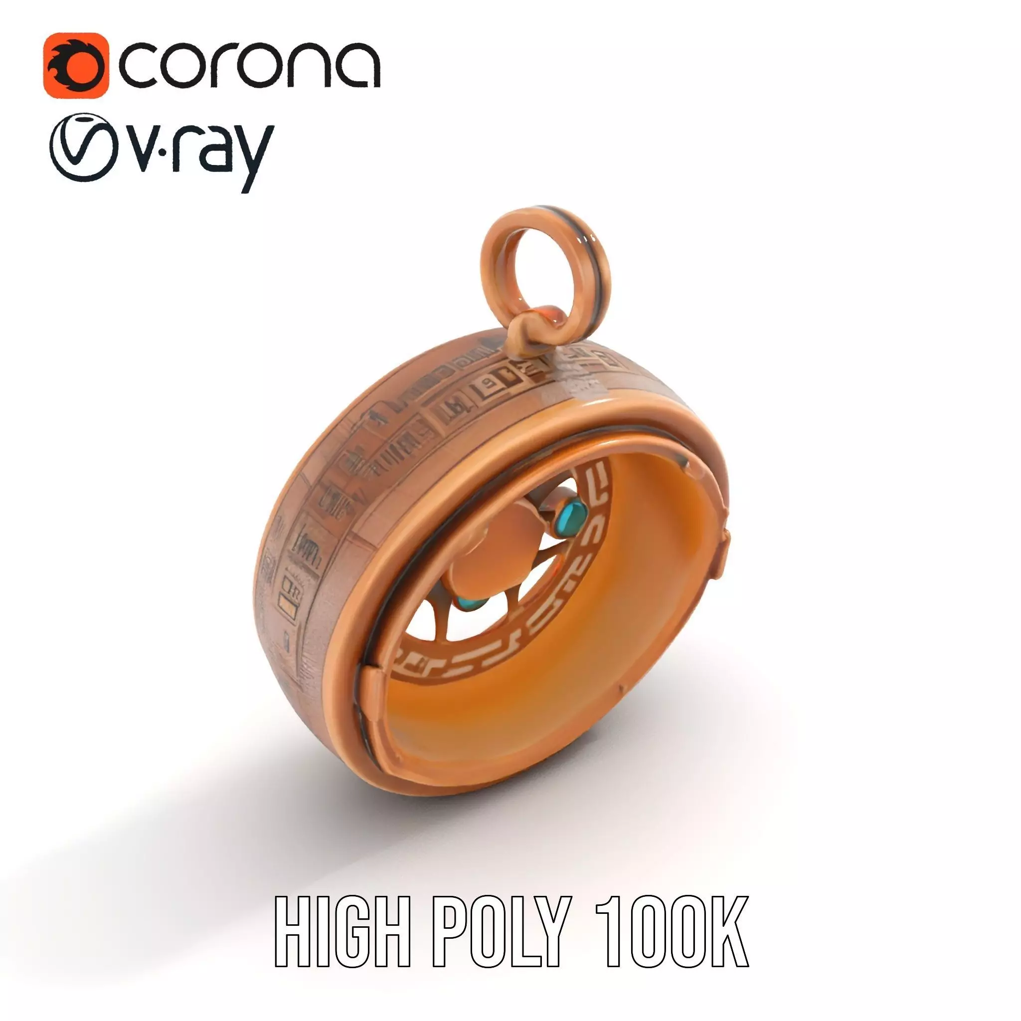 Antique Turquoise Pendant model pack Low-poly 3D model_18