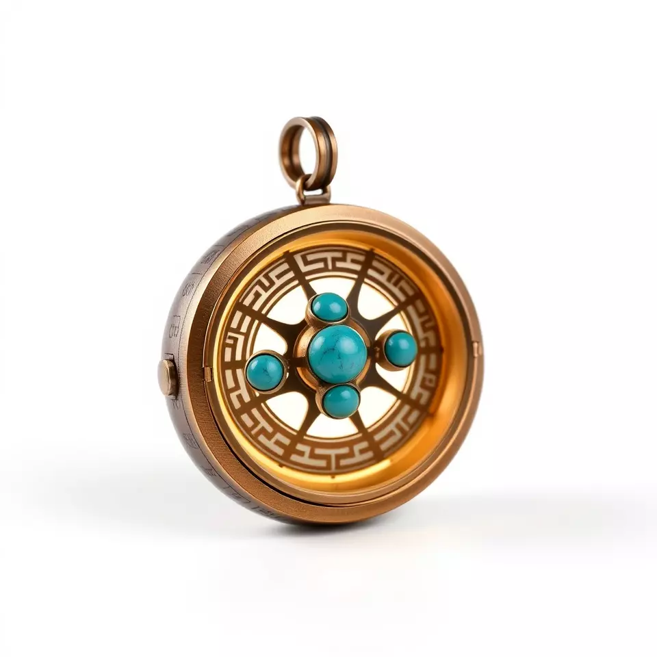 Antique Turquoise Pendant model pack Low-poly 3D model_3