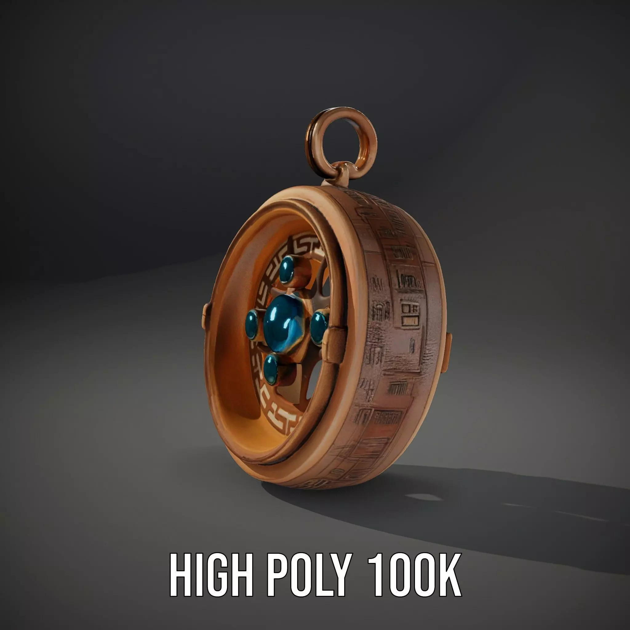 Antique Turquoise Pendant model pack Low-poly 3D model_11