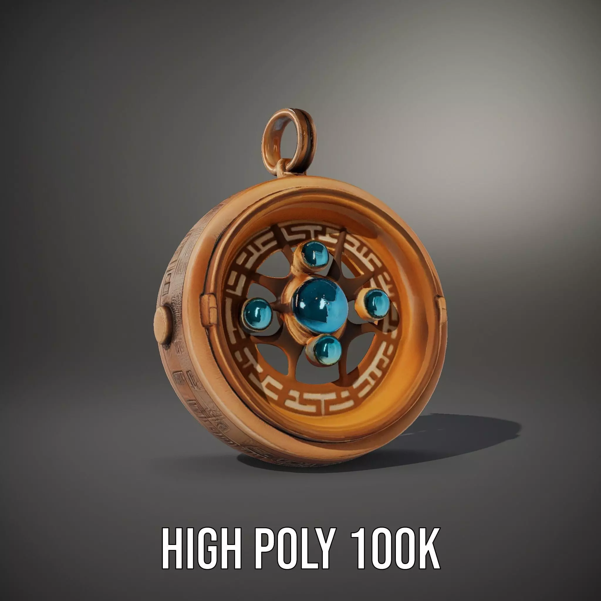 Antique Turquoise Pendant model pack Low-poly 3D model_9