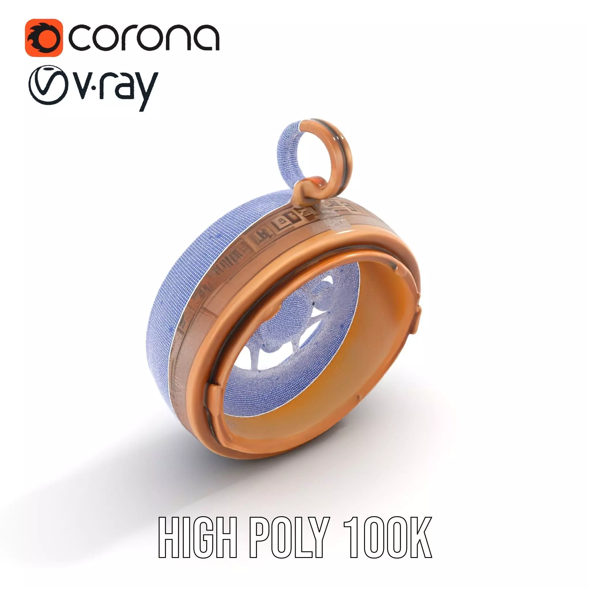 Antique Turquoise Pendant model pack Low-poly 3D model_33