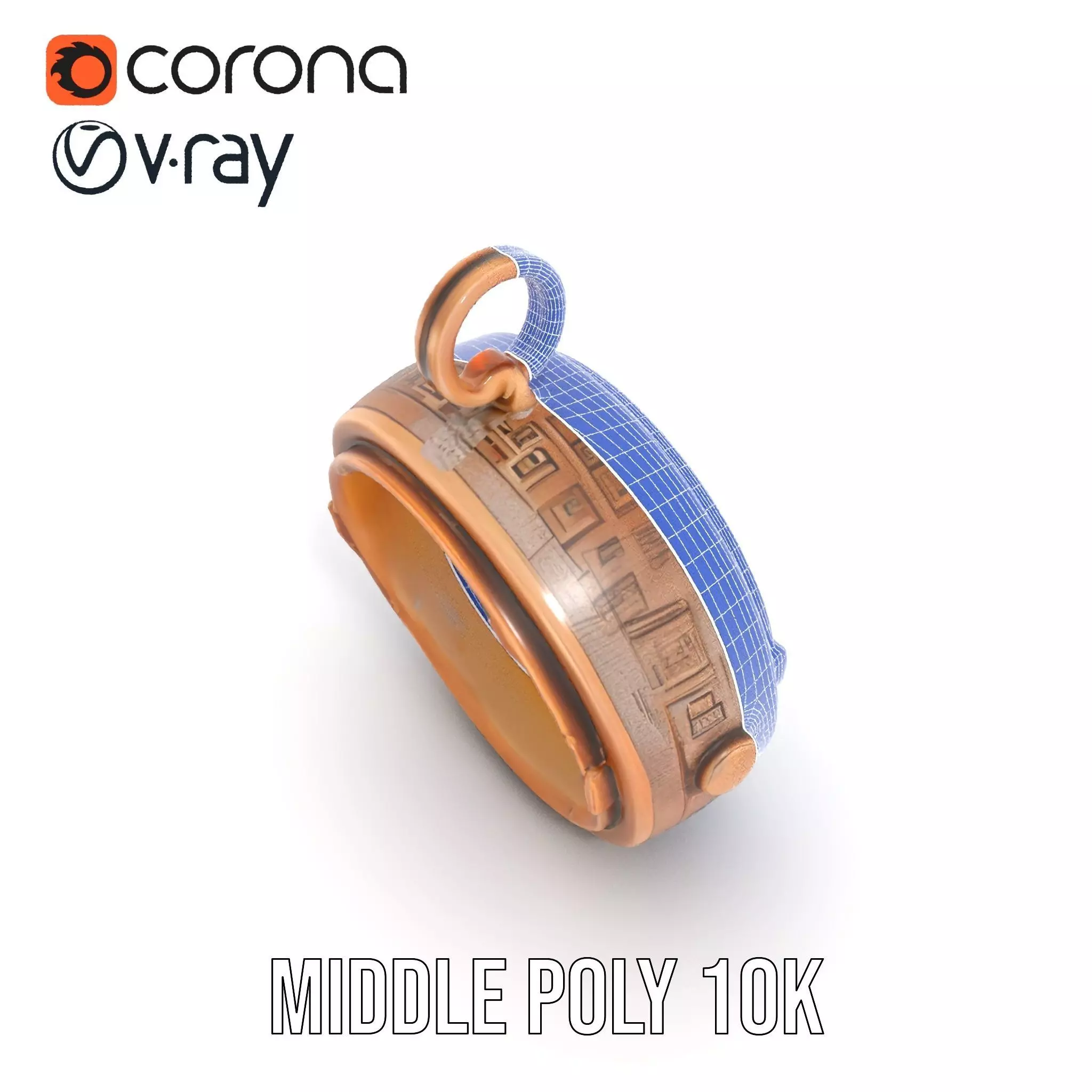 Antique Turquoise Pendant model pack Low-poly 3D model_14