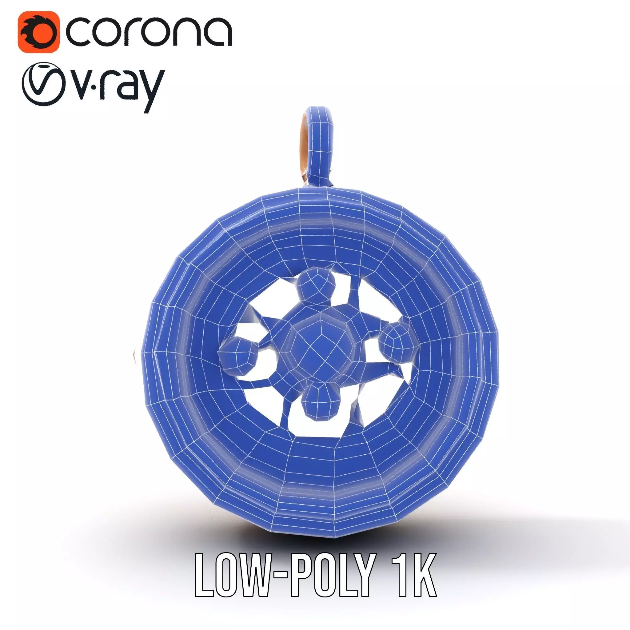 Antique Turquoise Pendant model pack Low-poly 3D model_29