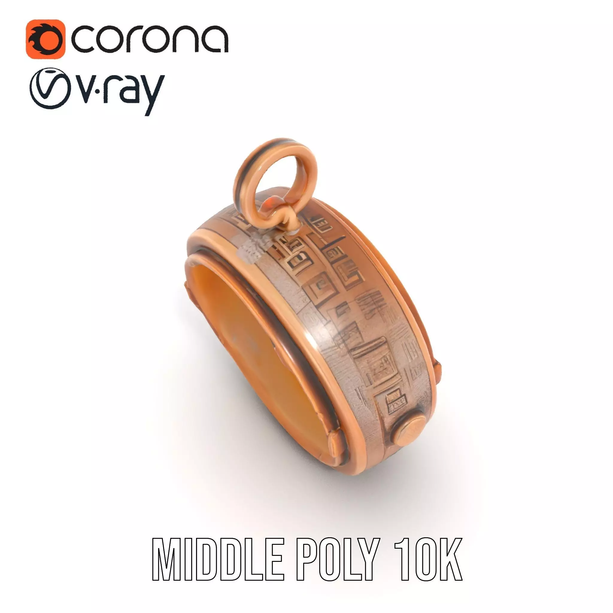 Antique Turquoise Pendant model pack Low-poly 3D model_7