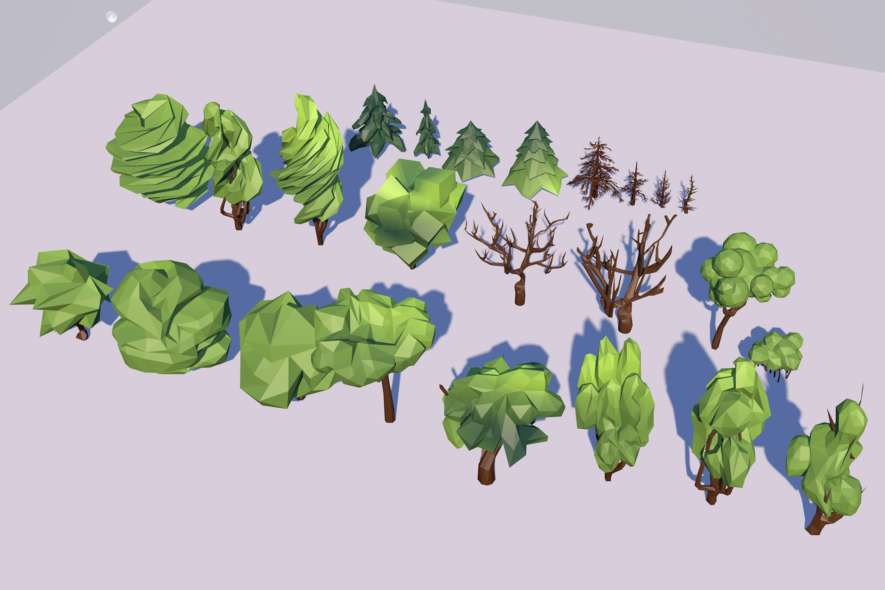 24 Trees Pack Low-poly 3D model_2
