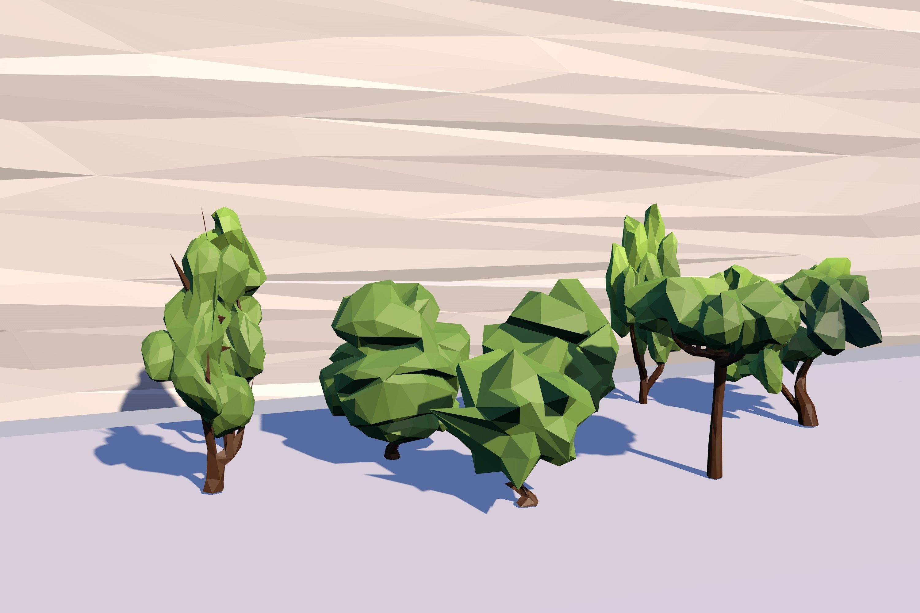24 Trees Pack Low-poly 3D model_6