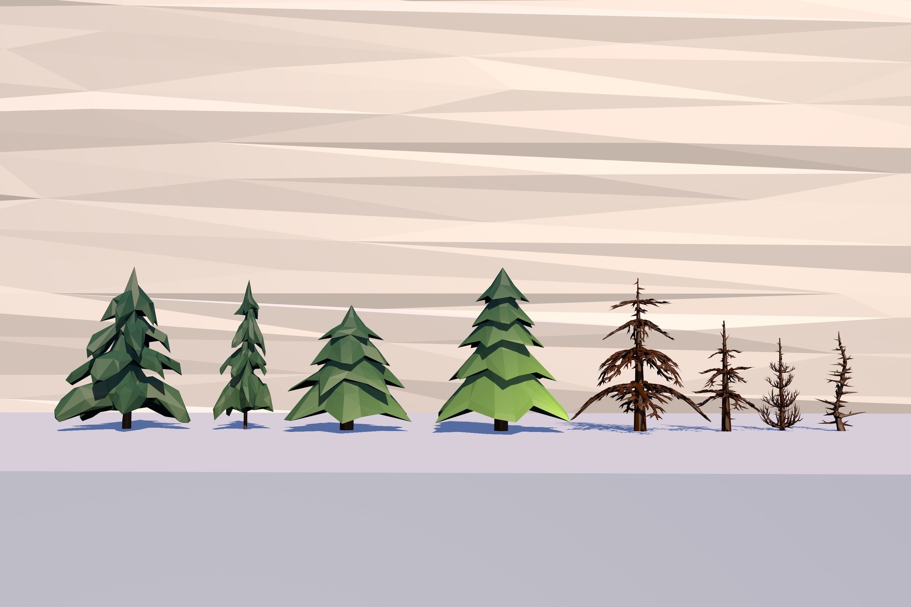 24 Trees Pack Low-poly 3D model_3